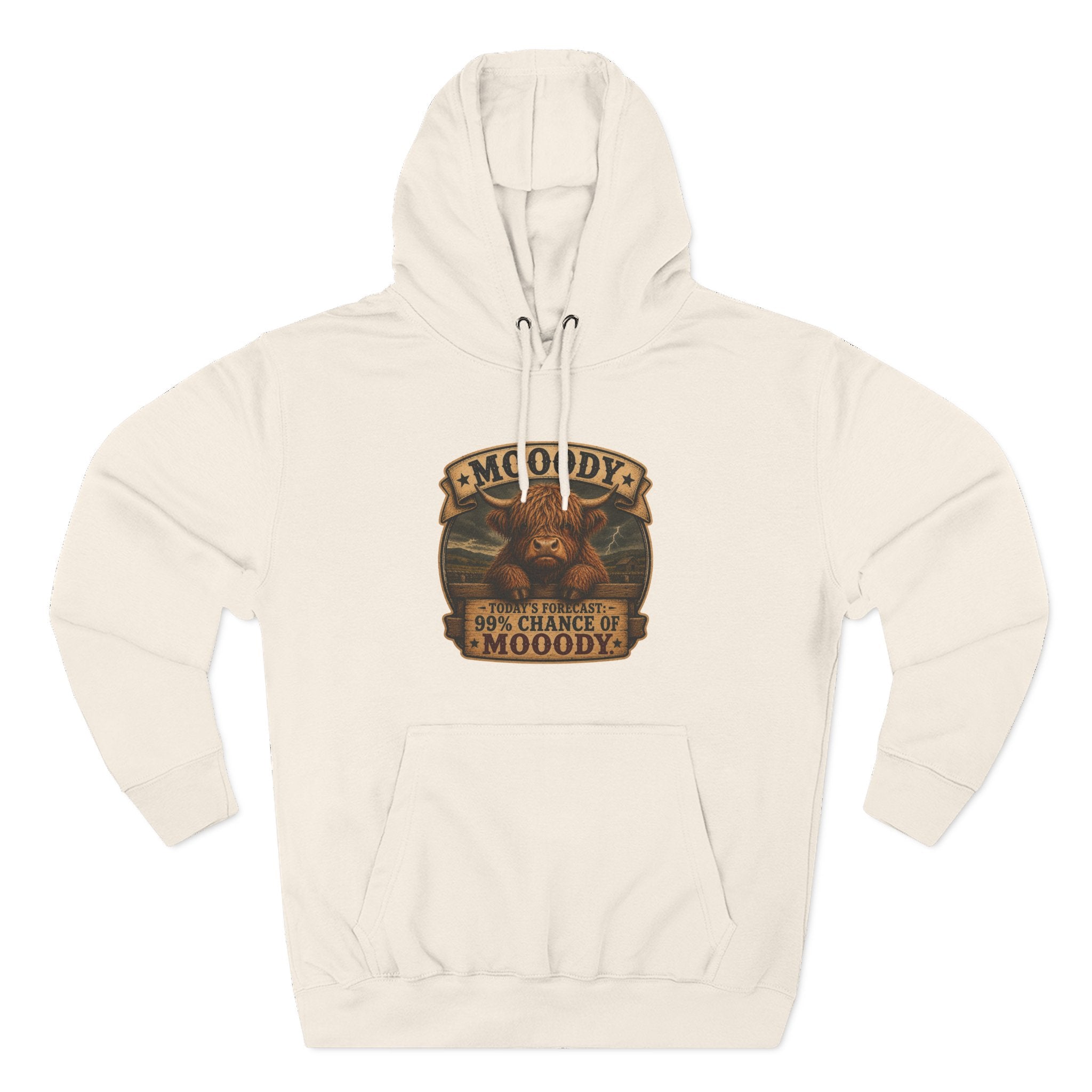 Moody Today's Forecast Highland Cow Three-Panel Fleece Hoodie