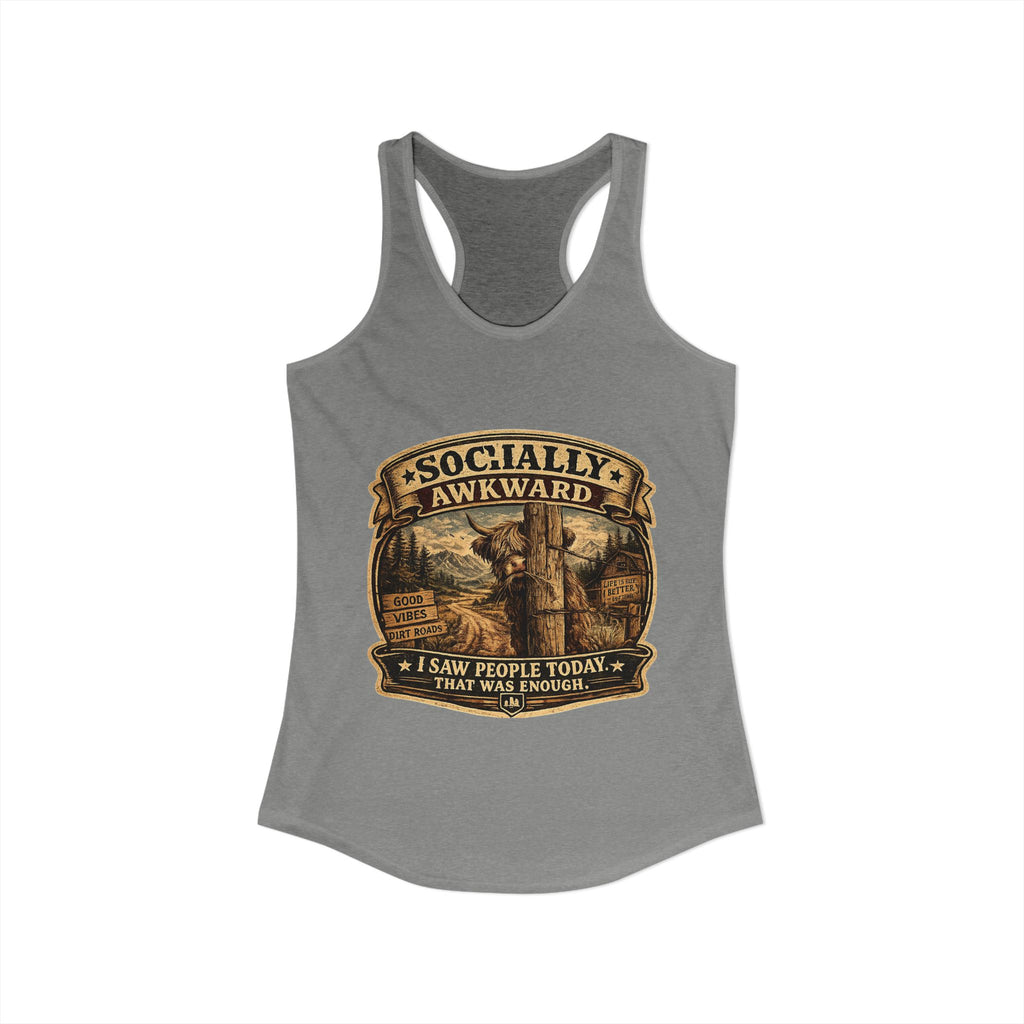 Socially Awkward Highland Cow Women's Ideal Racerback Tank