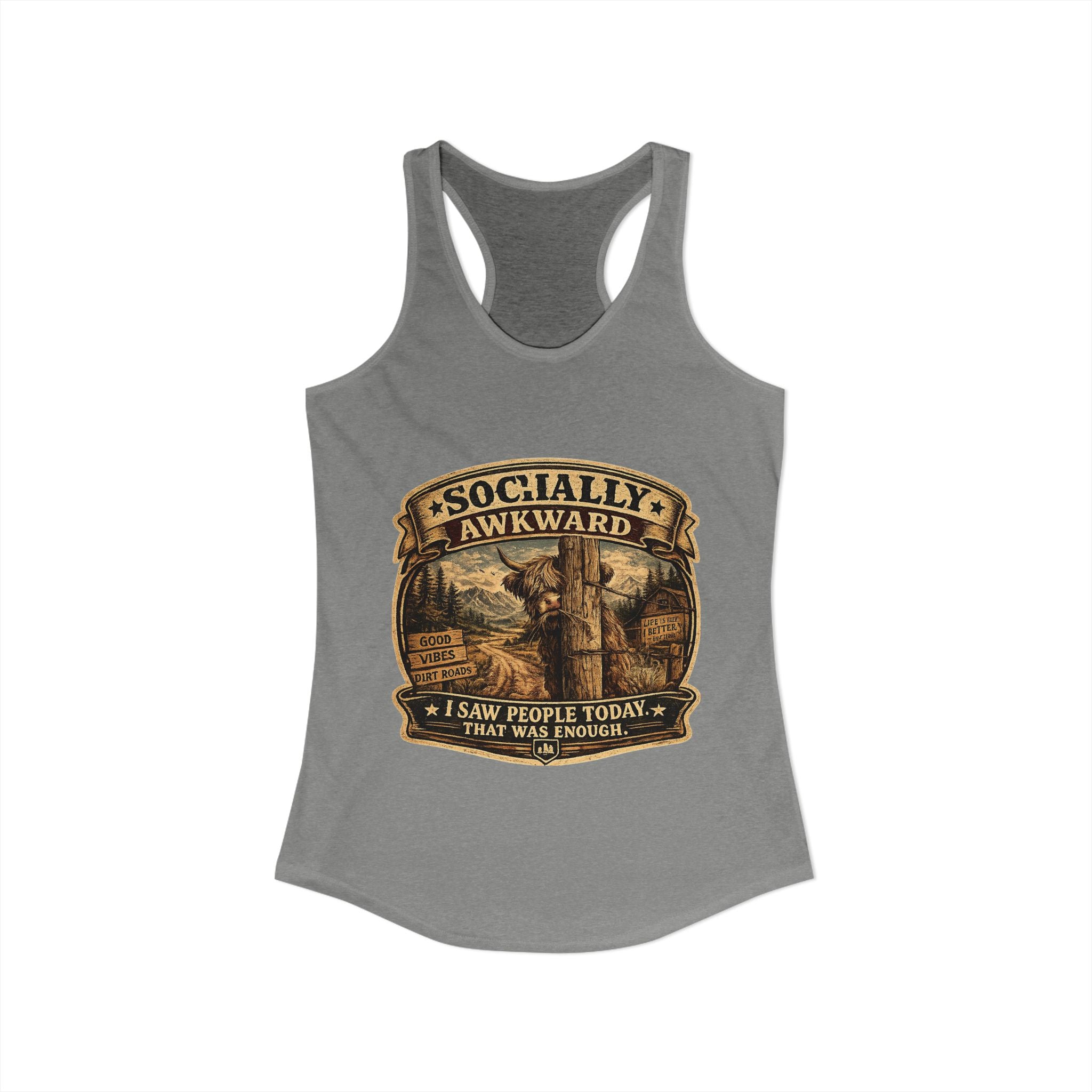 Socially Awkward Highland Cow Women's Ideal Racerback Tank