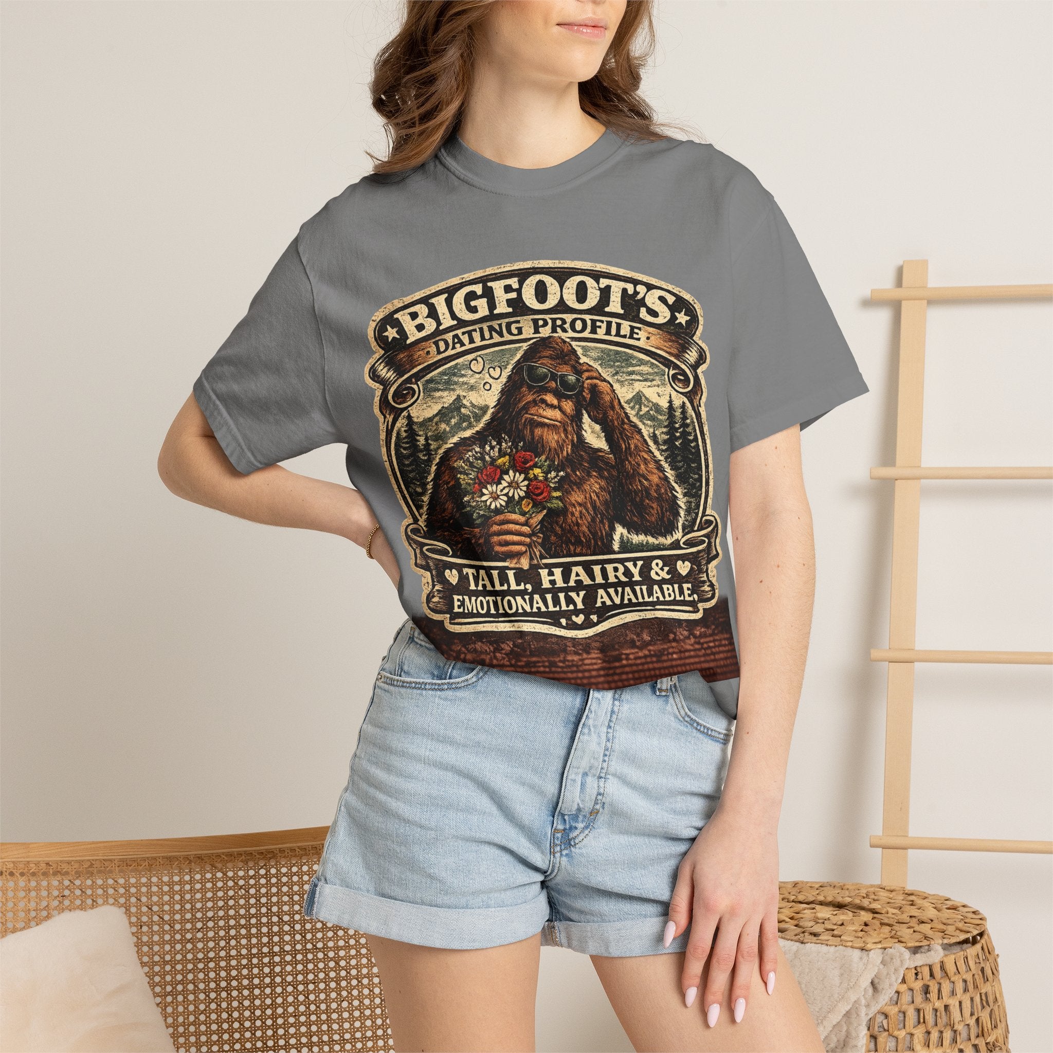 Bigfoot's Dating Profile Tall Hairy & Emotionally Available T-shirt
