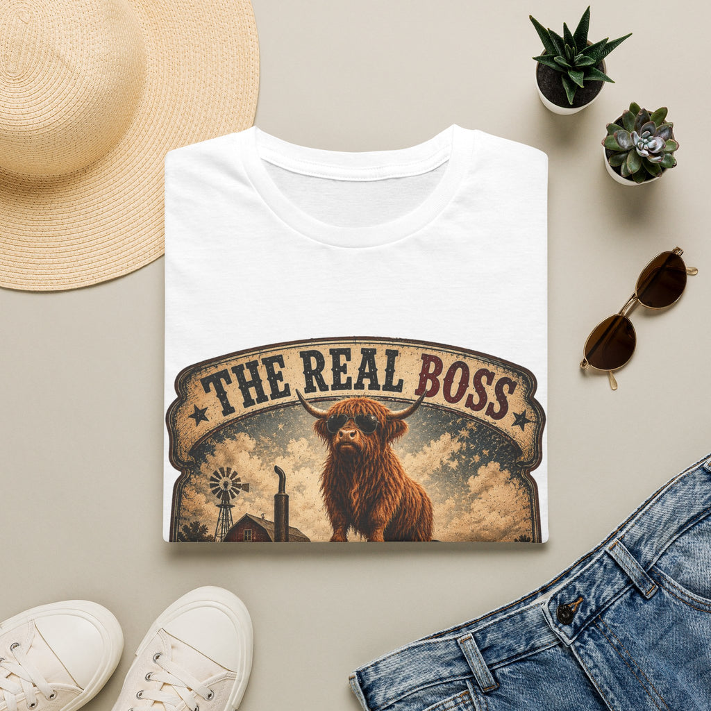 The Real Boss Highland Cow Unisex Softstyle T-Shirt