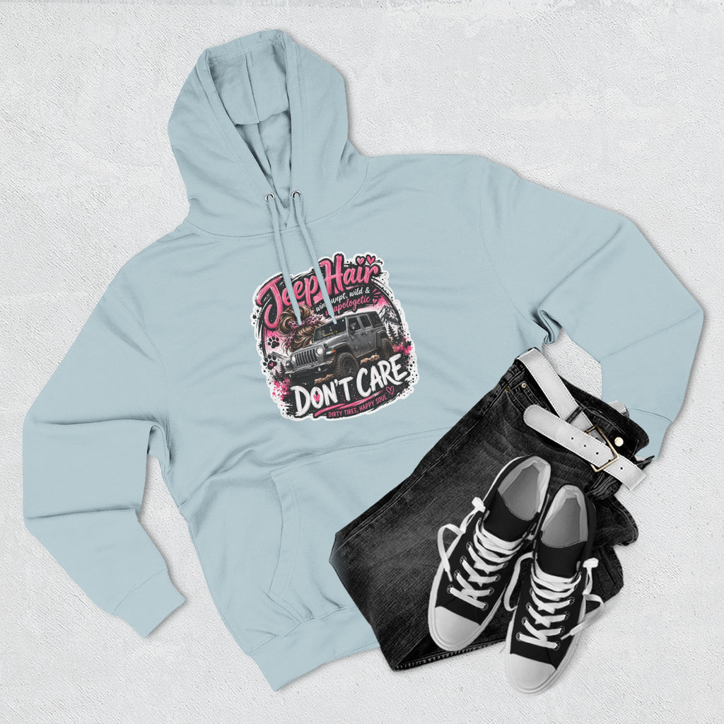 Jeep Hair Don't Care (Pink) Three-Panel Fleece Hoodie