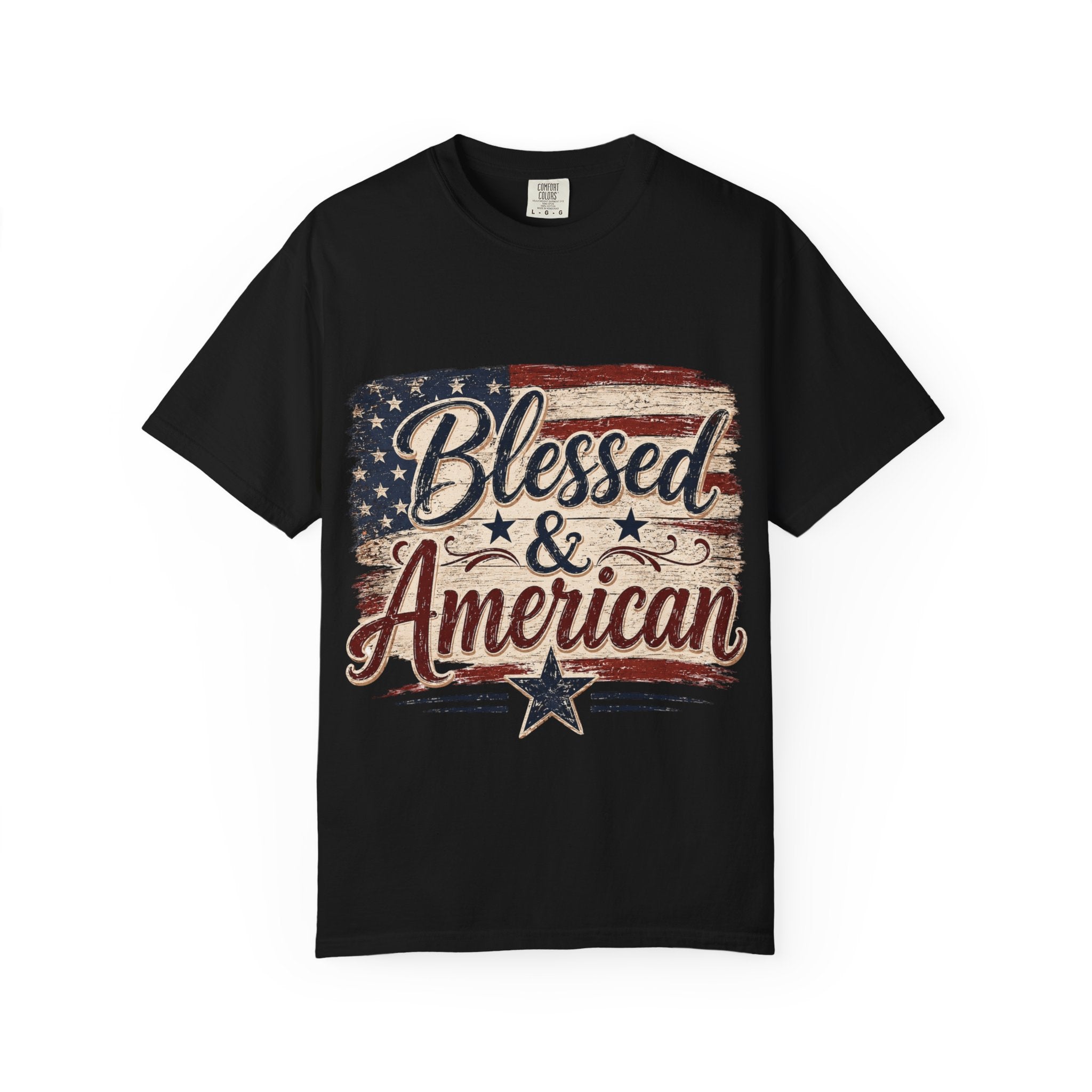 Blessed & American T-Shirt — Patriotic Vintage Flag Tee for 4th of July