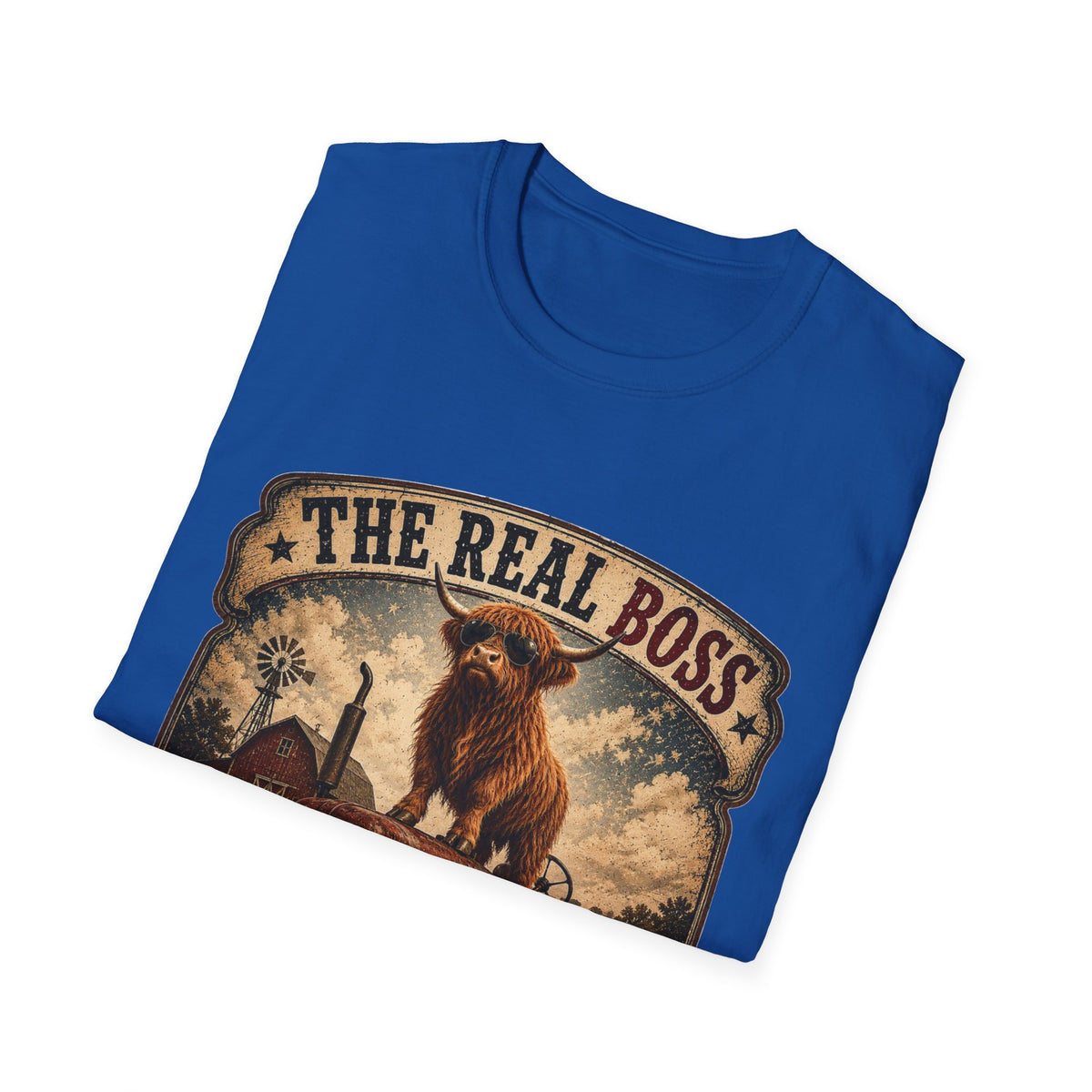 The Real Boss Highland Cow Unisex Softstyle T-Shirt