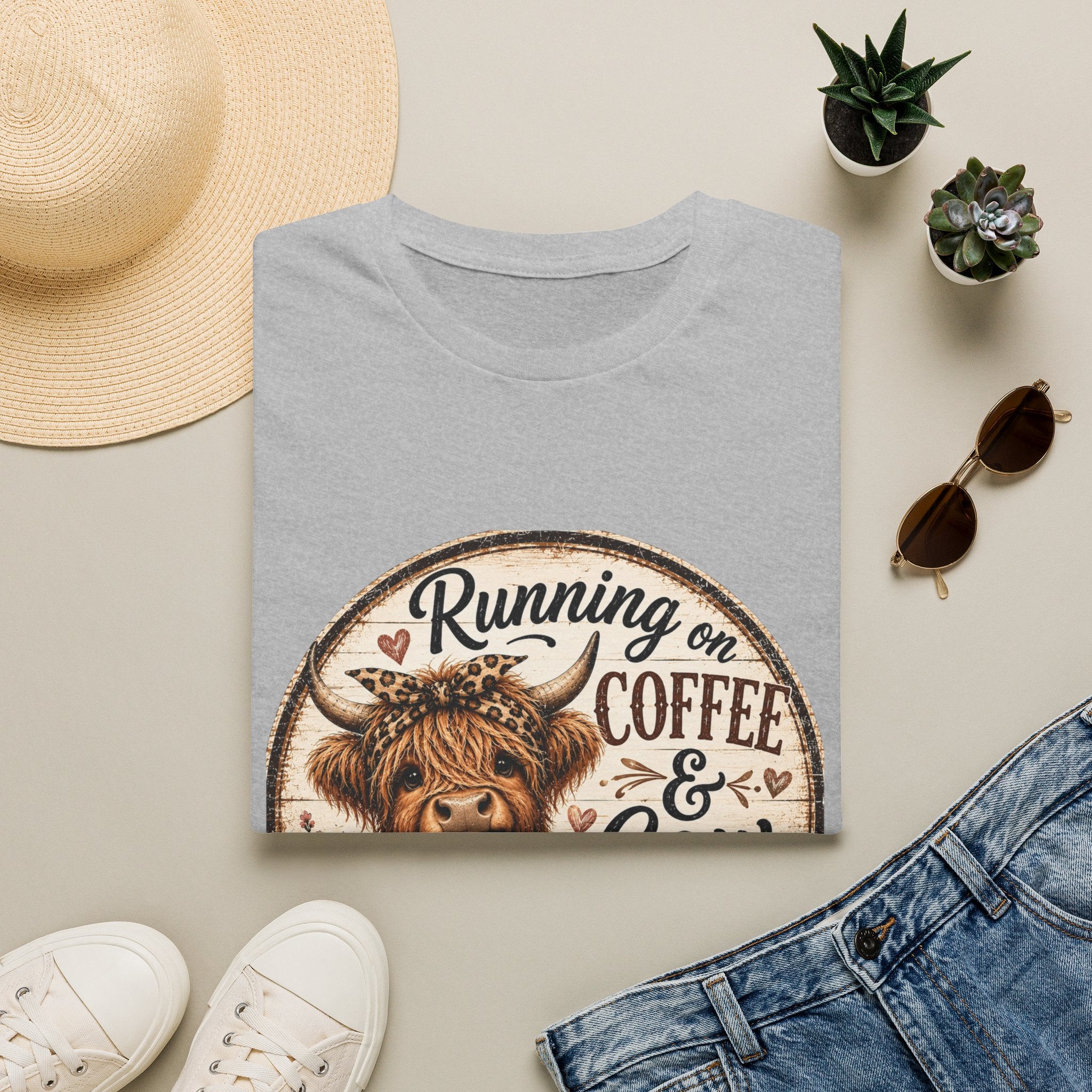 Running on Coffee & Cow Kisses - Unisex Softstyle T-Shirt