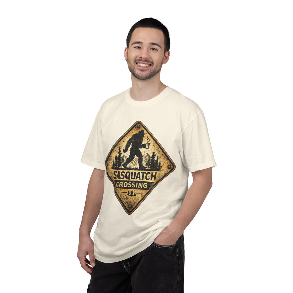 Sasquatch Crossing T-Shirt — Vintage Bigfoot Warning Sign Tee