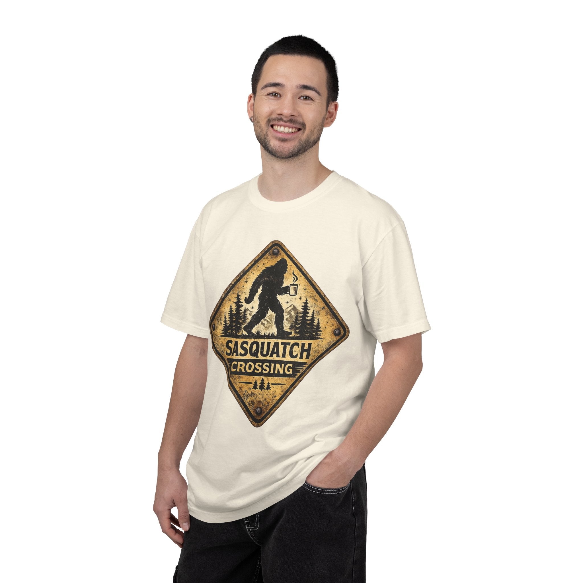 Sasquatch Crossing T-Shirt — Vintage Bigfoot Warning Sign Tee