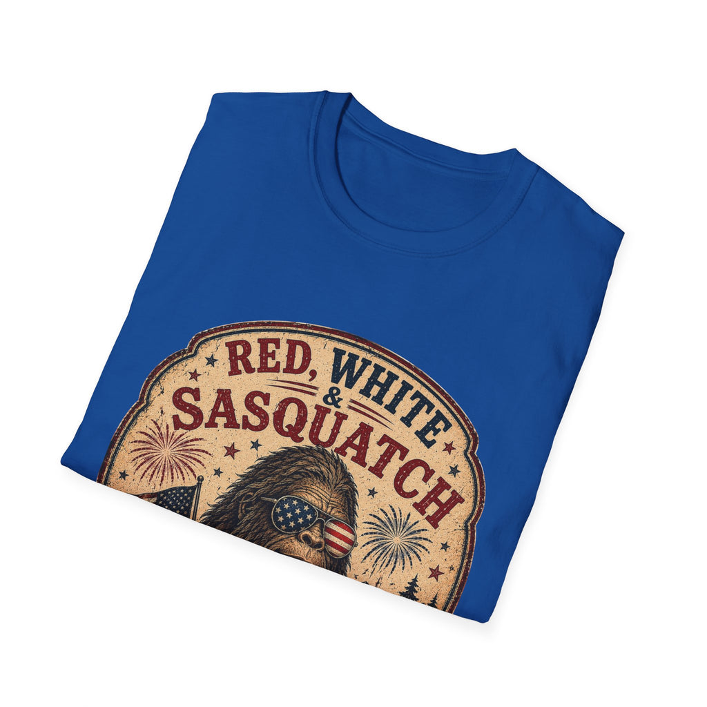 Red, White & Sasquatch T-Shirt — Proudly Unverified Patriotic Tee