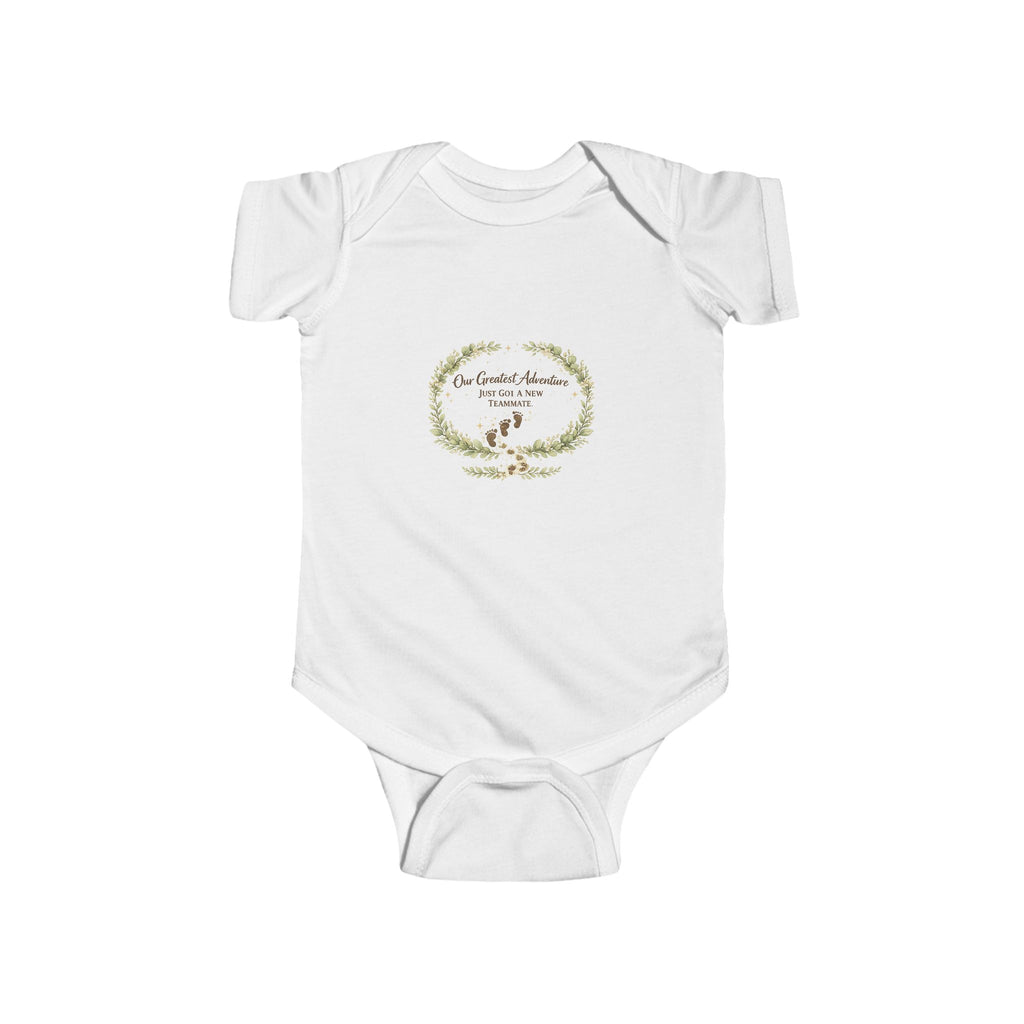 "Our First Home" Woodland Wreath Newborn Onesie — Baby Bodysuit