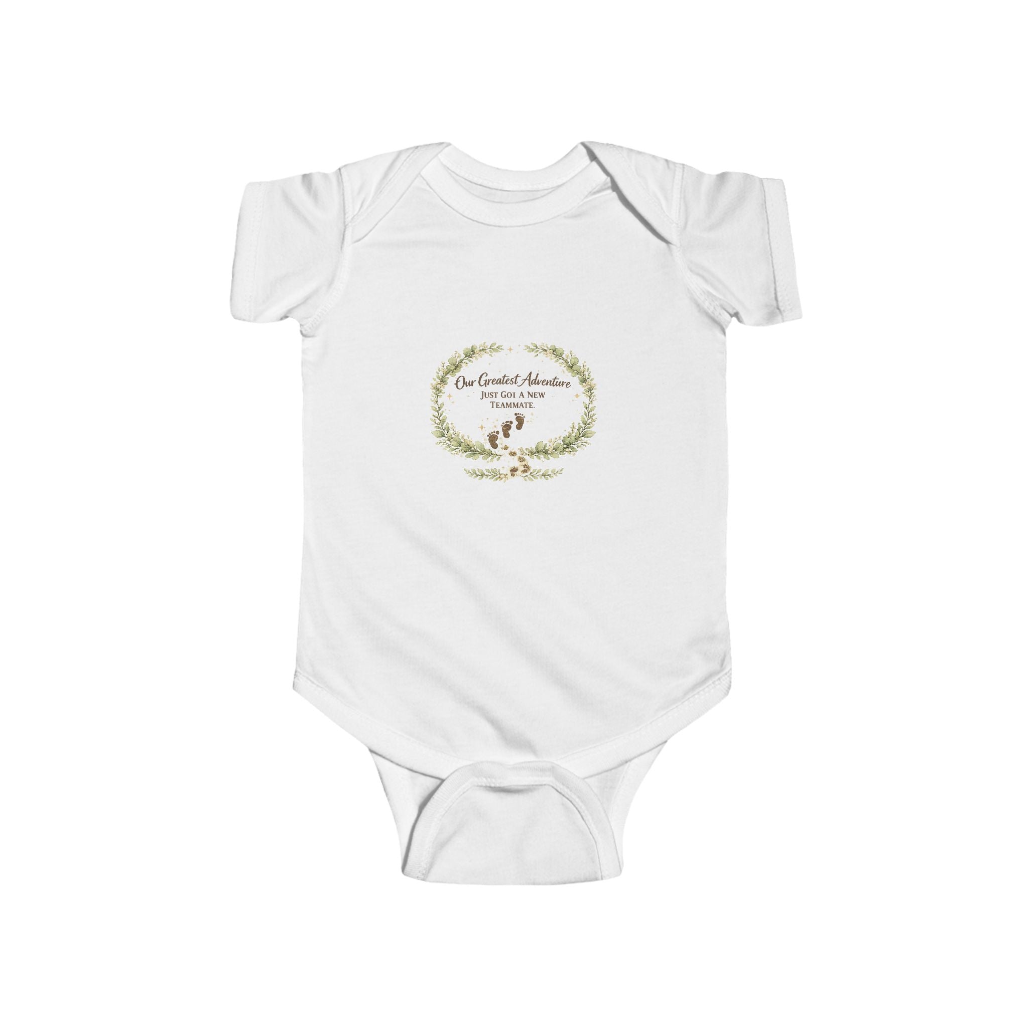 "Our First Home" Woodland Wreath Newborn Onesie — Baby Bodysuit