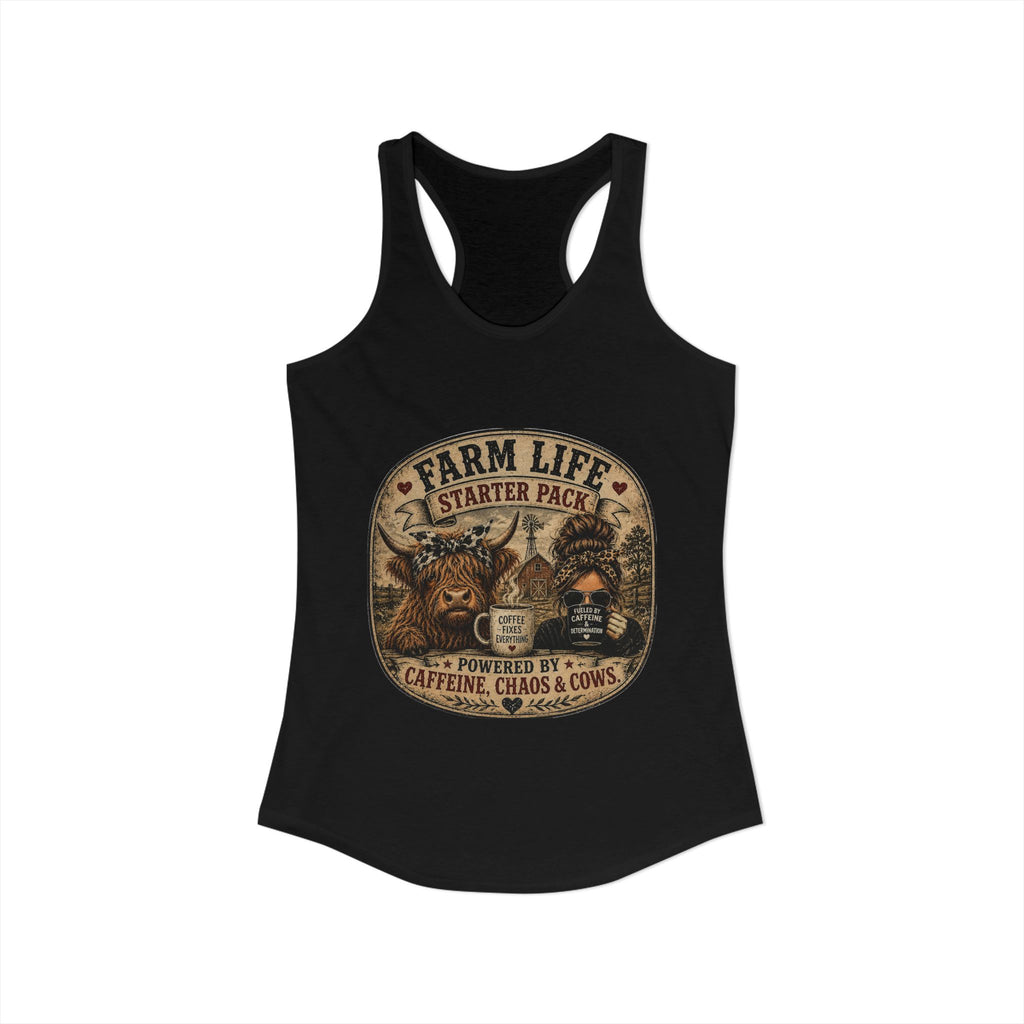 Farm Life Highland Cow Women's Ideal Racerback Tank