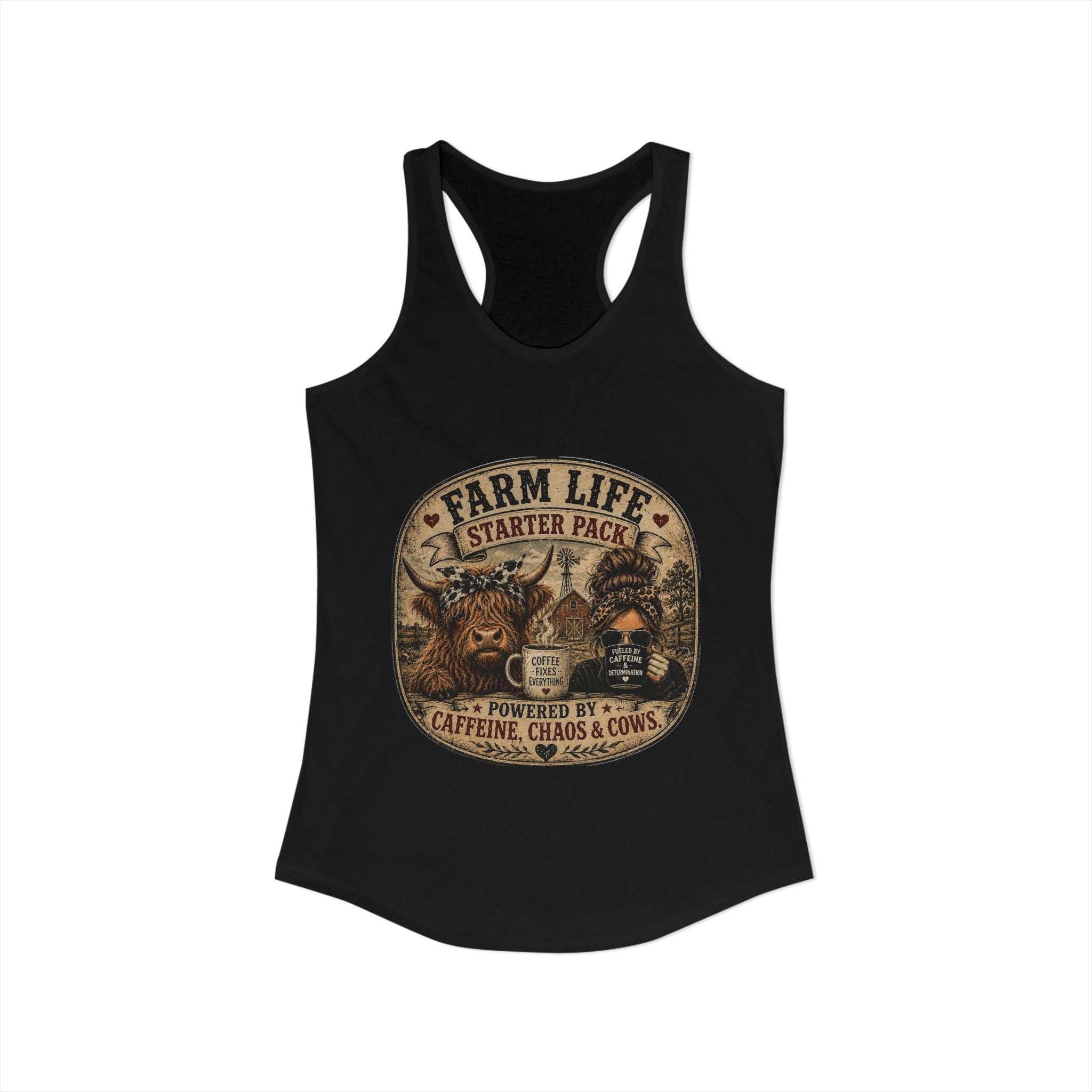 Farm Life Highland Cow Women's Ideal Racerback Tank