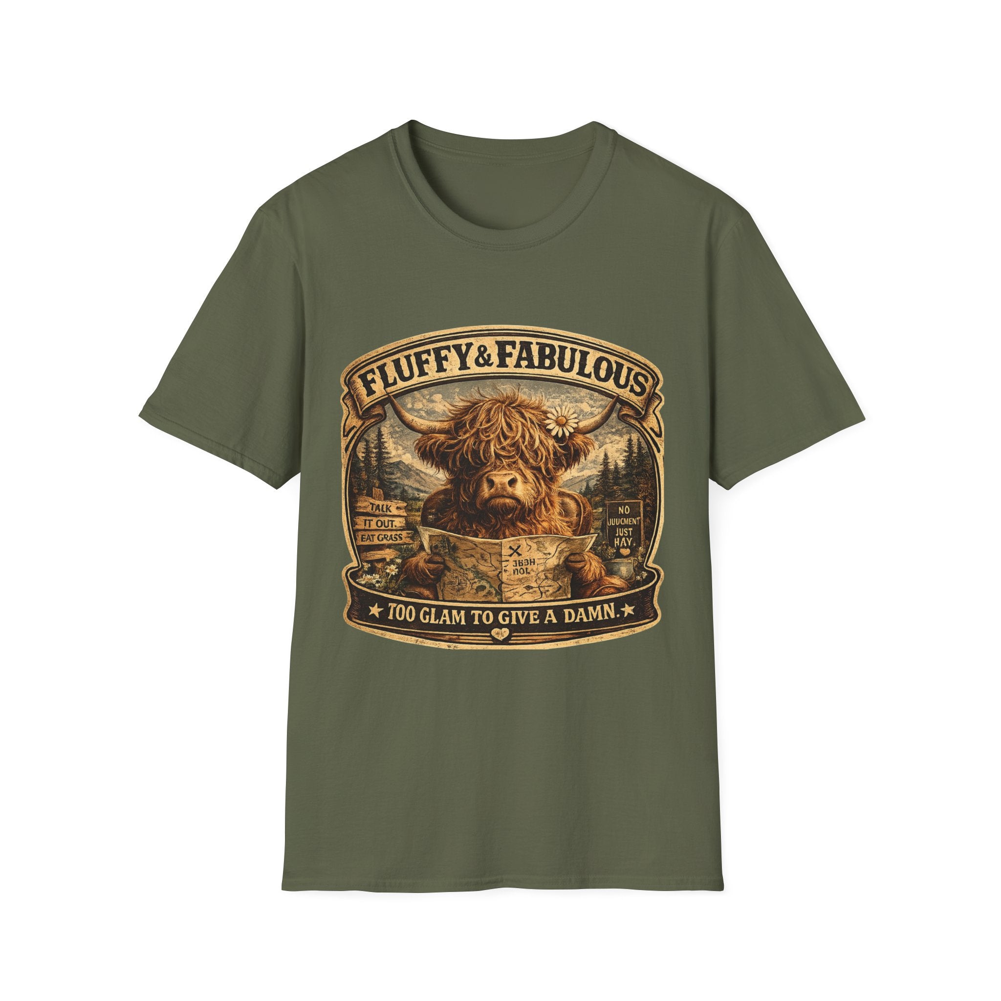 Fluffy & Fabulous Highland Cow Unisex Softstyle T-Shirt