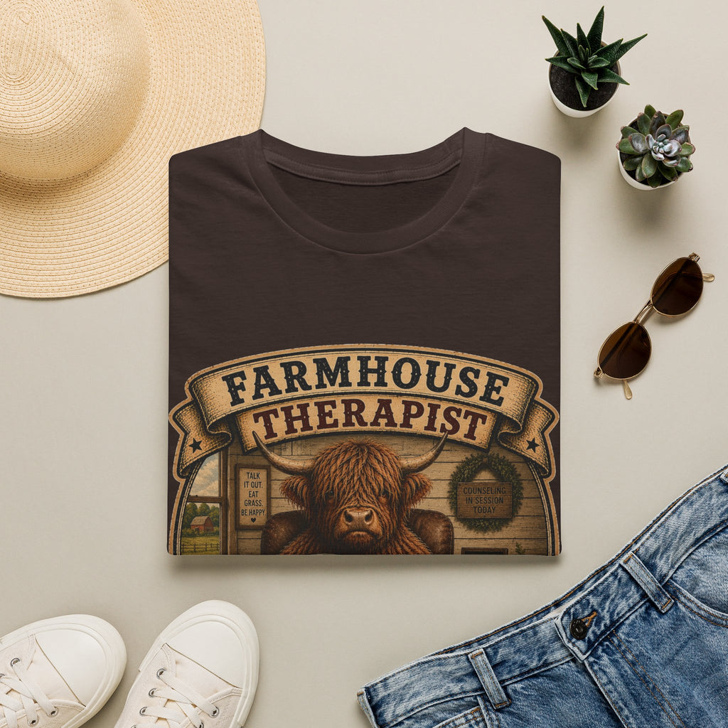 Farmhouse Therapist Highland Cow Unisex Softstyle T-Shirt