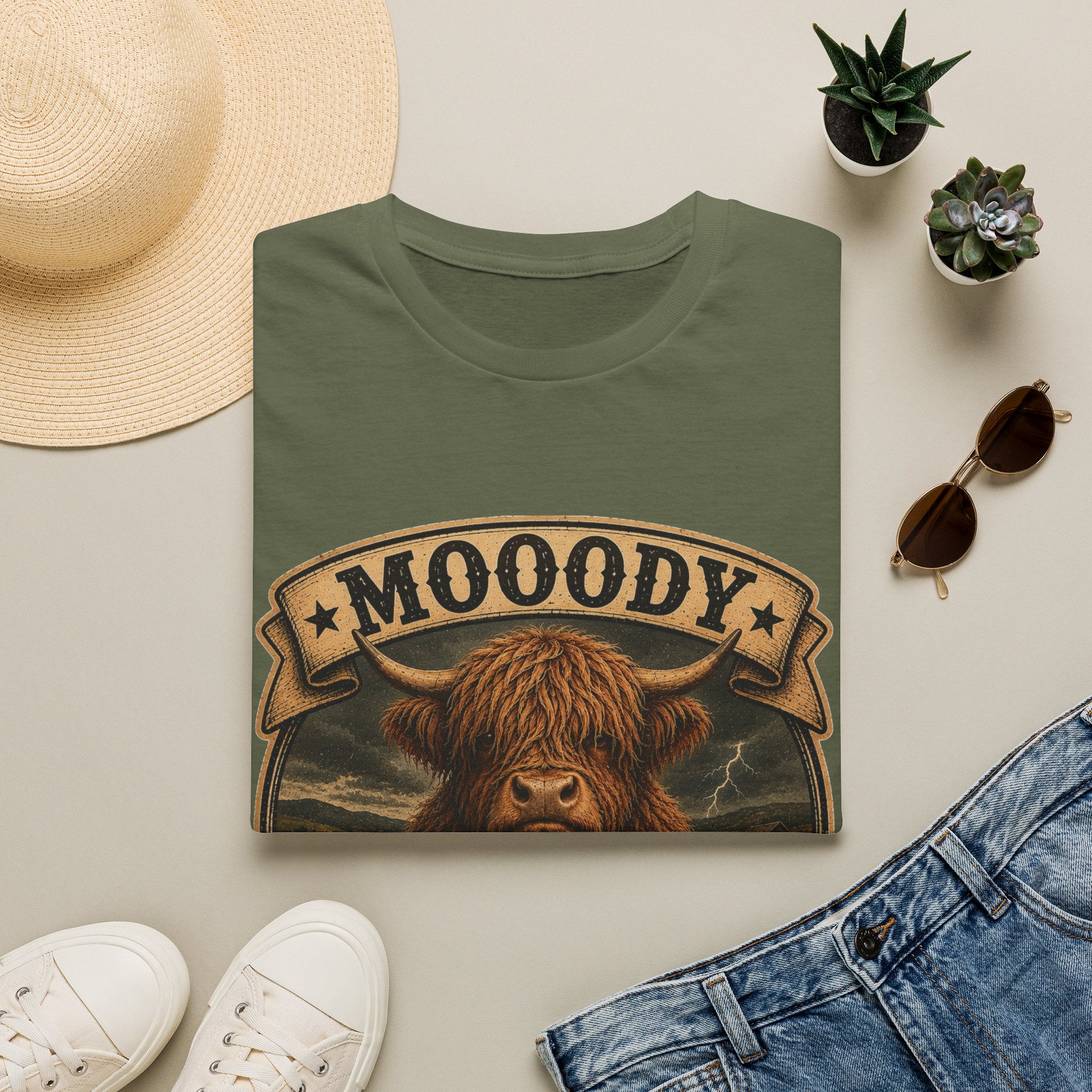 Moody Today's Forecast Highland Cow Unisex Softstyle T-Shirt