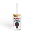 Half Human. Half Machine. Fully Caffeinated Glass Straw Cup, 16oz