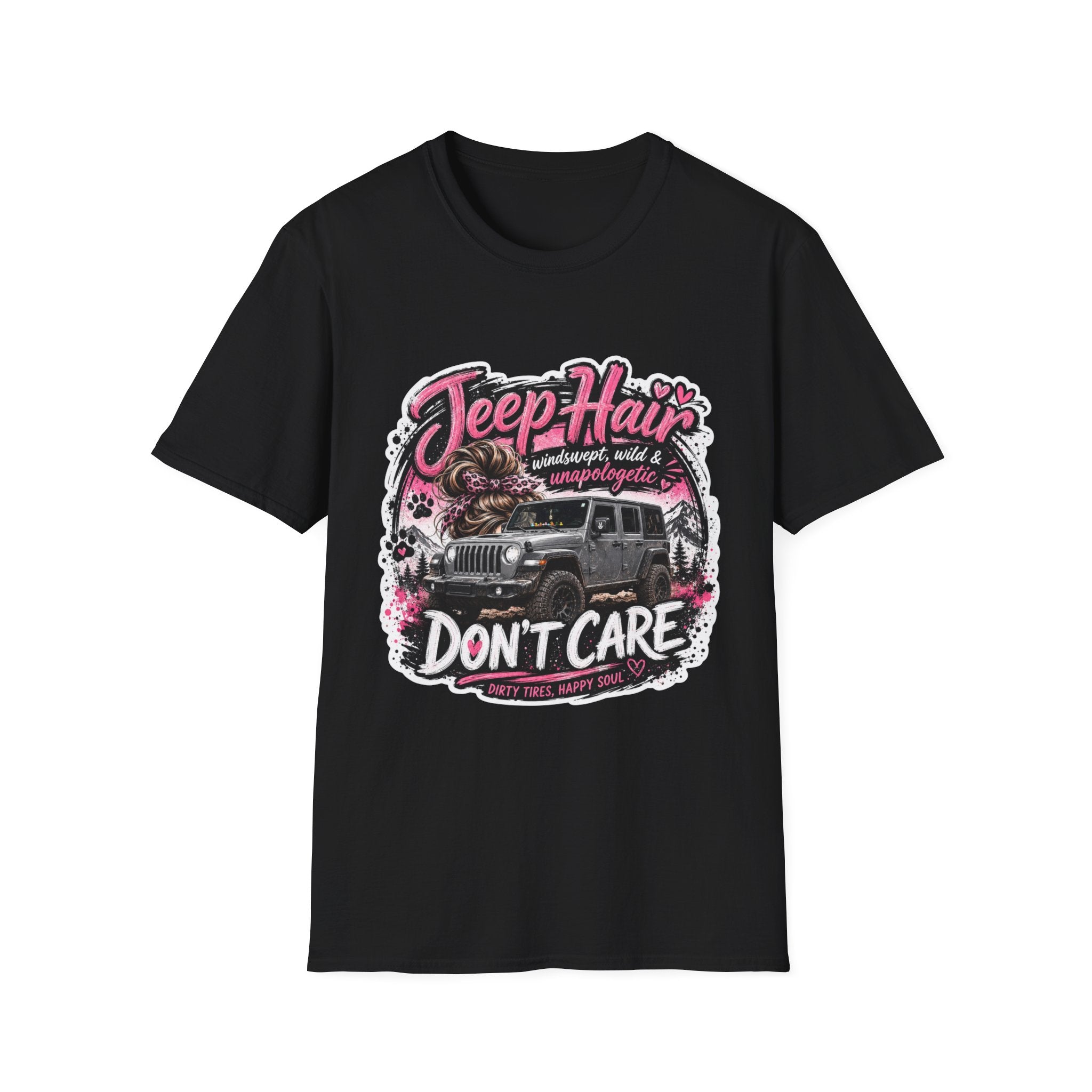 Jeep Hair Don't Care (Pink) Unisex Softstyle T-Shirt