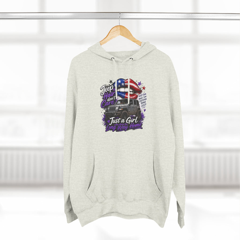 Patriotic 'Jeep Ain't Just a Girl Thing' – Graphic Fleece Pullover Jeep Driver Hoodie