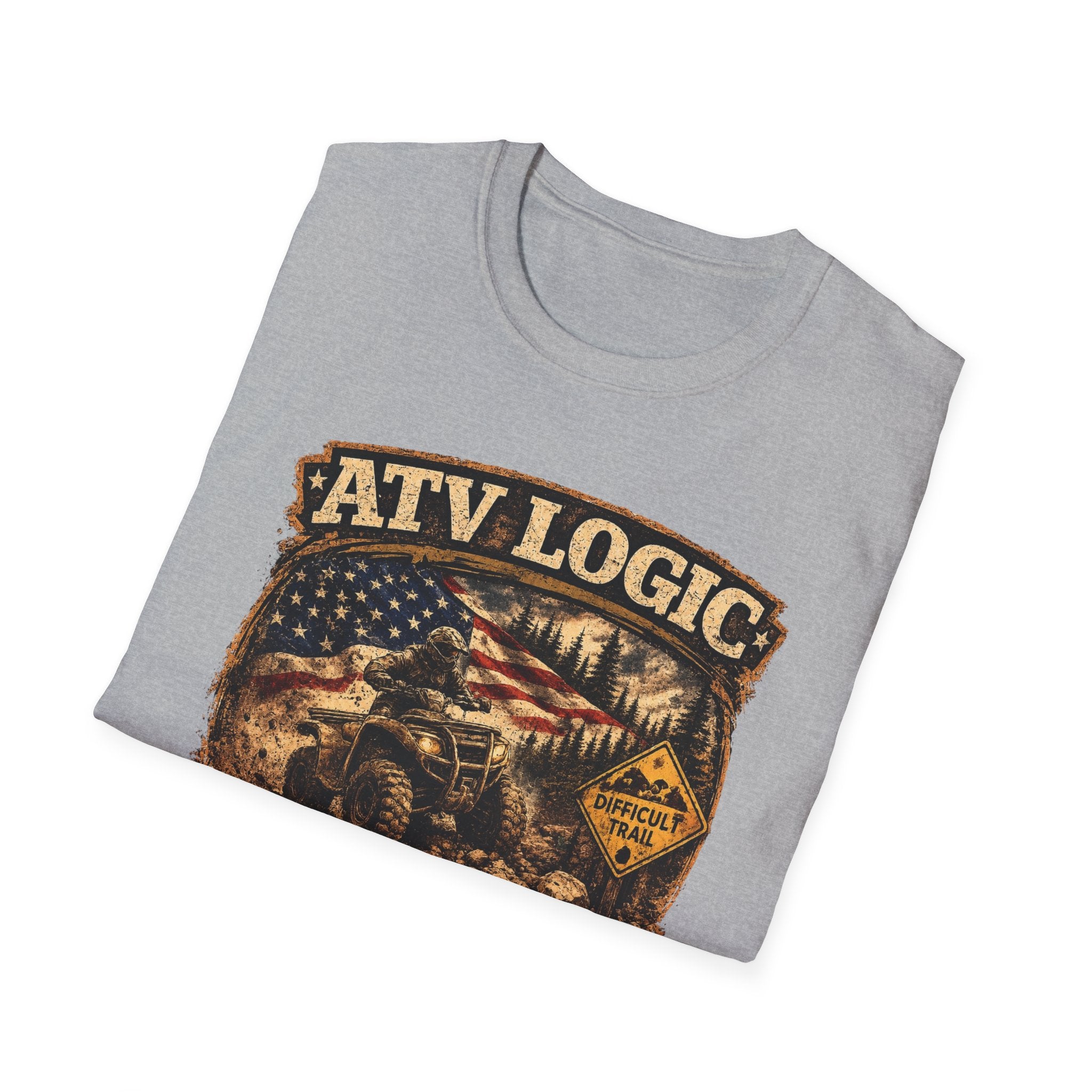 ATV Logic T‑Shirt — American Flag Off‑Road ATV Graphic Tee