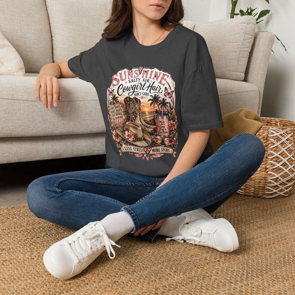 Cowgirl Hair T-Shirt — Sunshine, Salty Air Sunset Graphic Tee