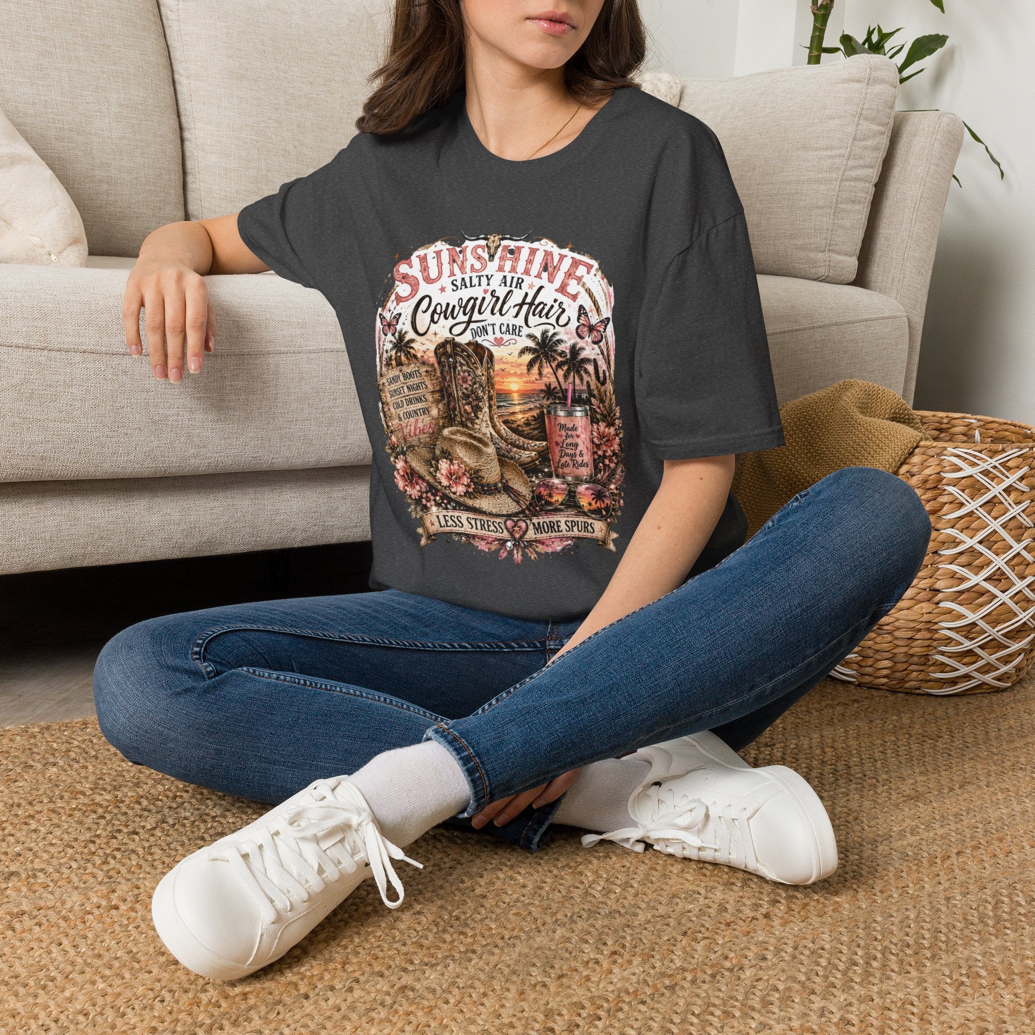 Cowgirl Hair T-Shirt — Sunshine, Salty Air Sunset Graphic Tee