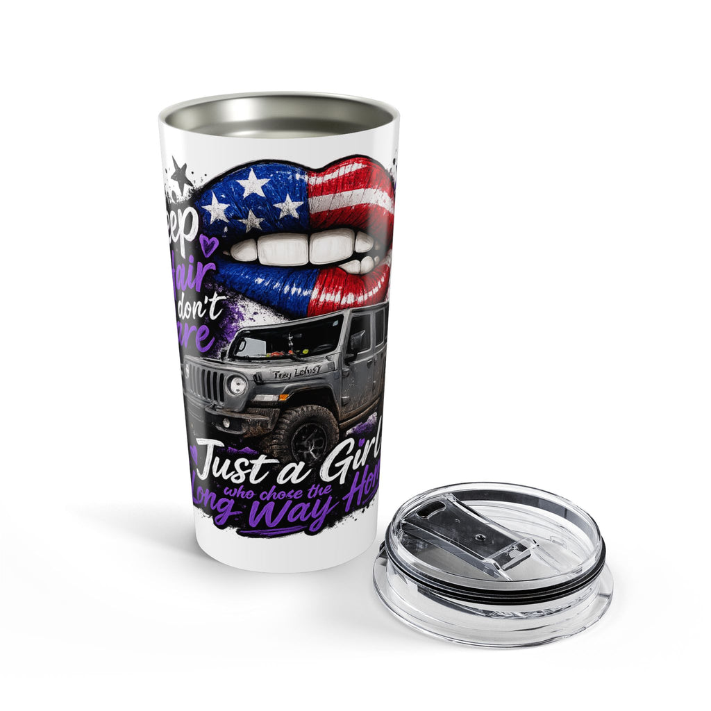 "Just a Girl" Off‑Road Travel Mug — 20oz Patriotic Jeep Tumbler