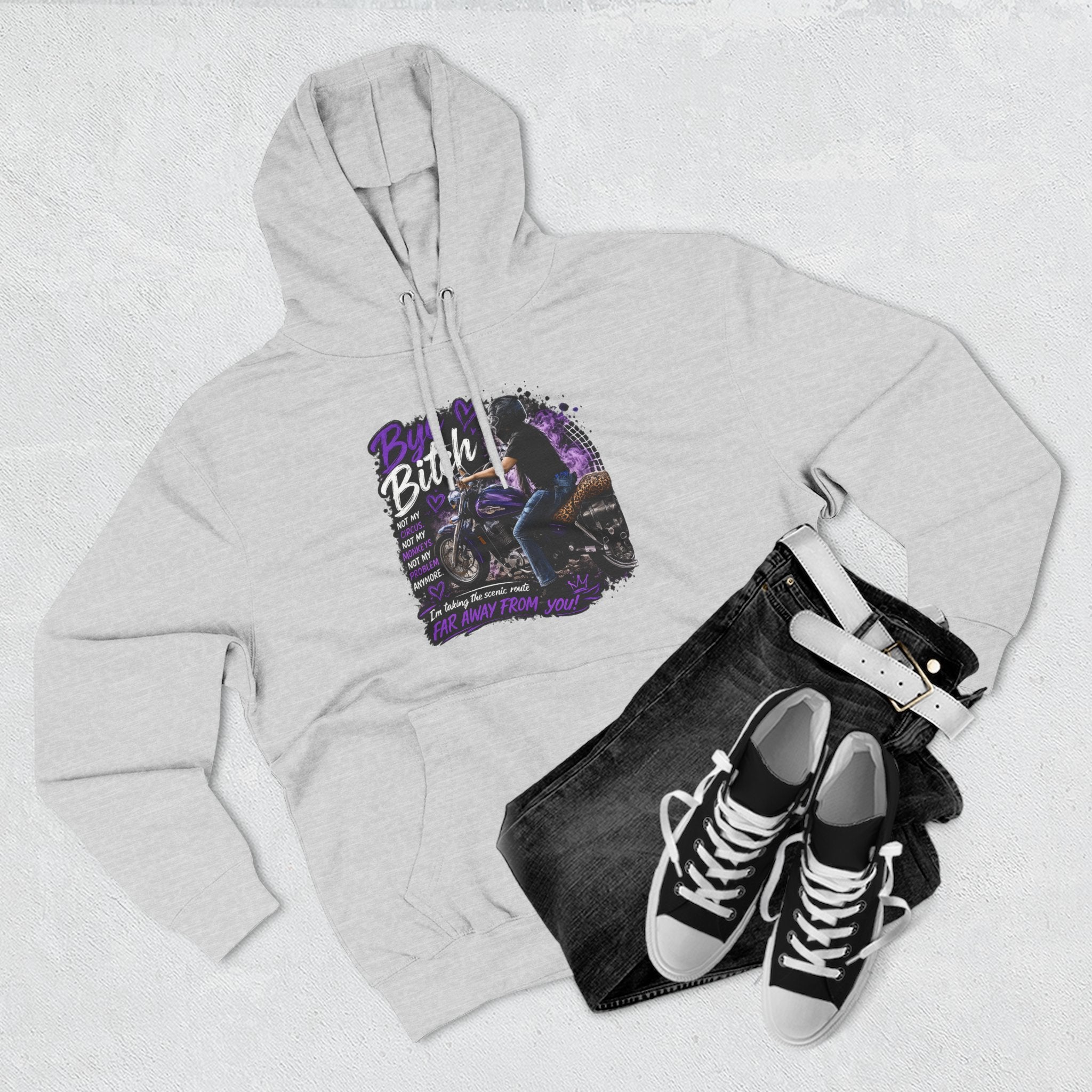 "Bitch" Retro Motorcycle Pullover — Biker Babe Graphic Hoodie