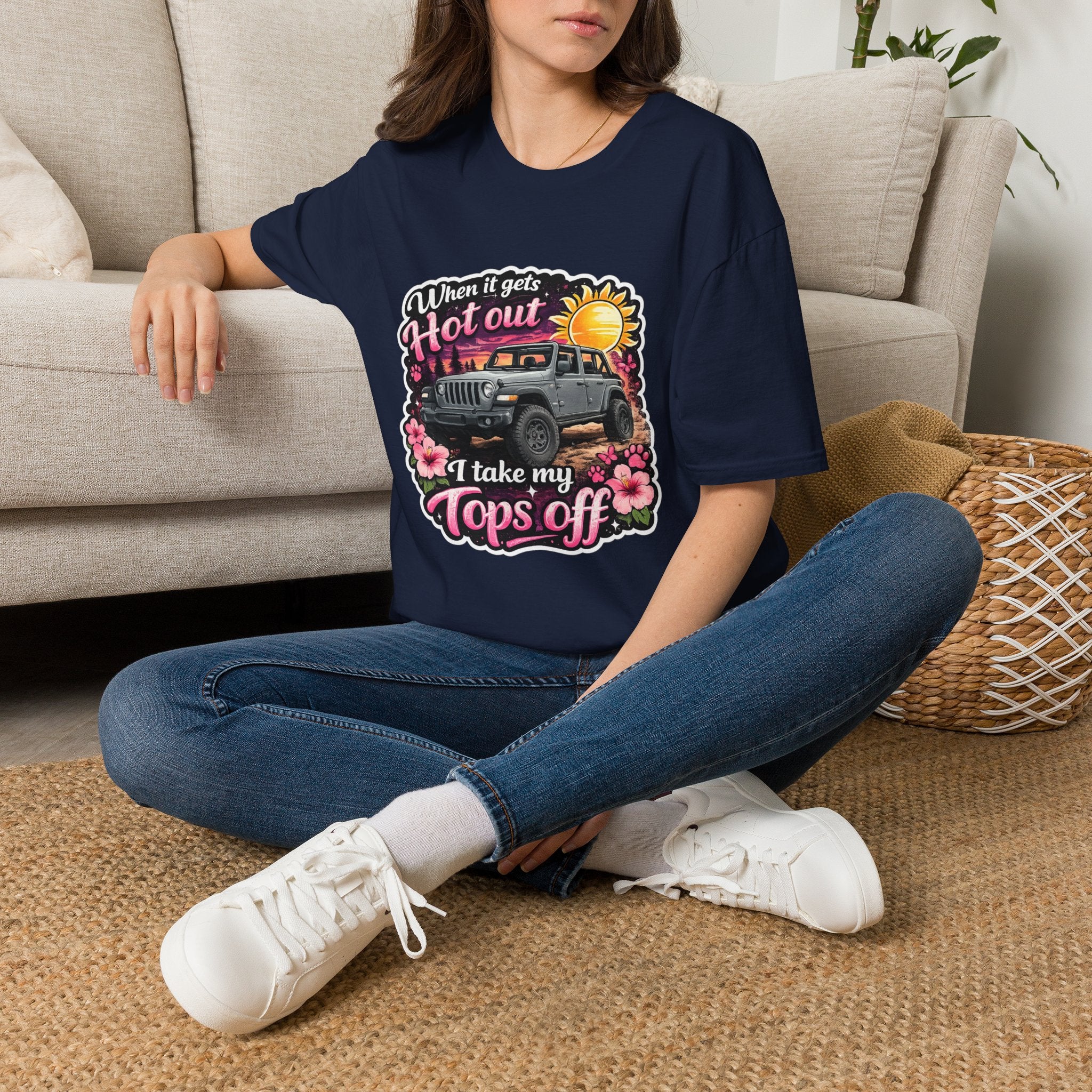 When It Gets Hot Out Jeep (Pink) Unisex Softstyle T-Shirt