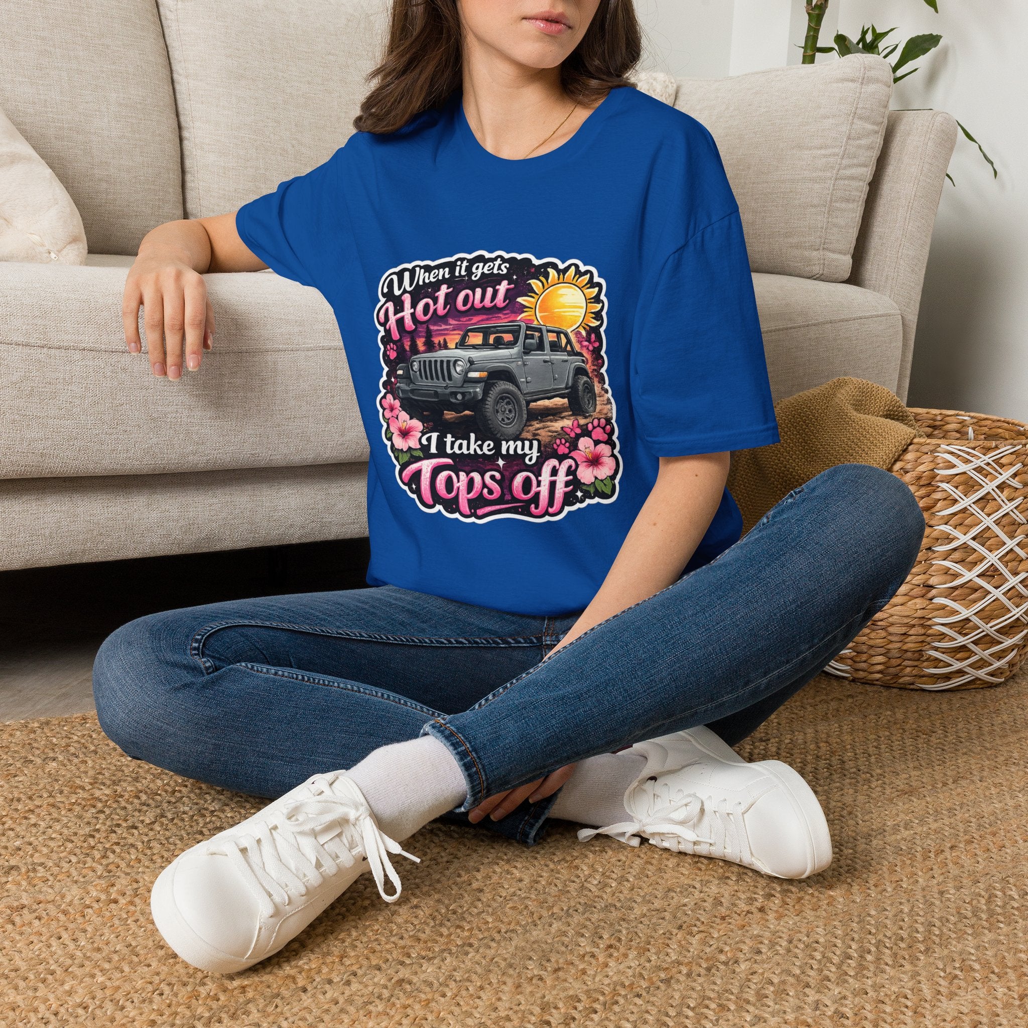 When It Gets Hot Out Jeep (Pink) Unisex Softstyle T-Shirt