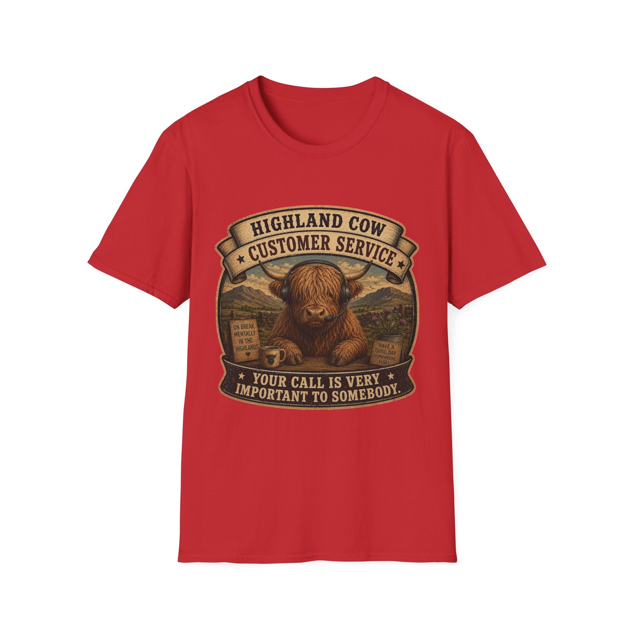 Highland Cow Customer Service Unisex Softstyle T-Shirt