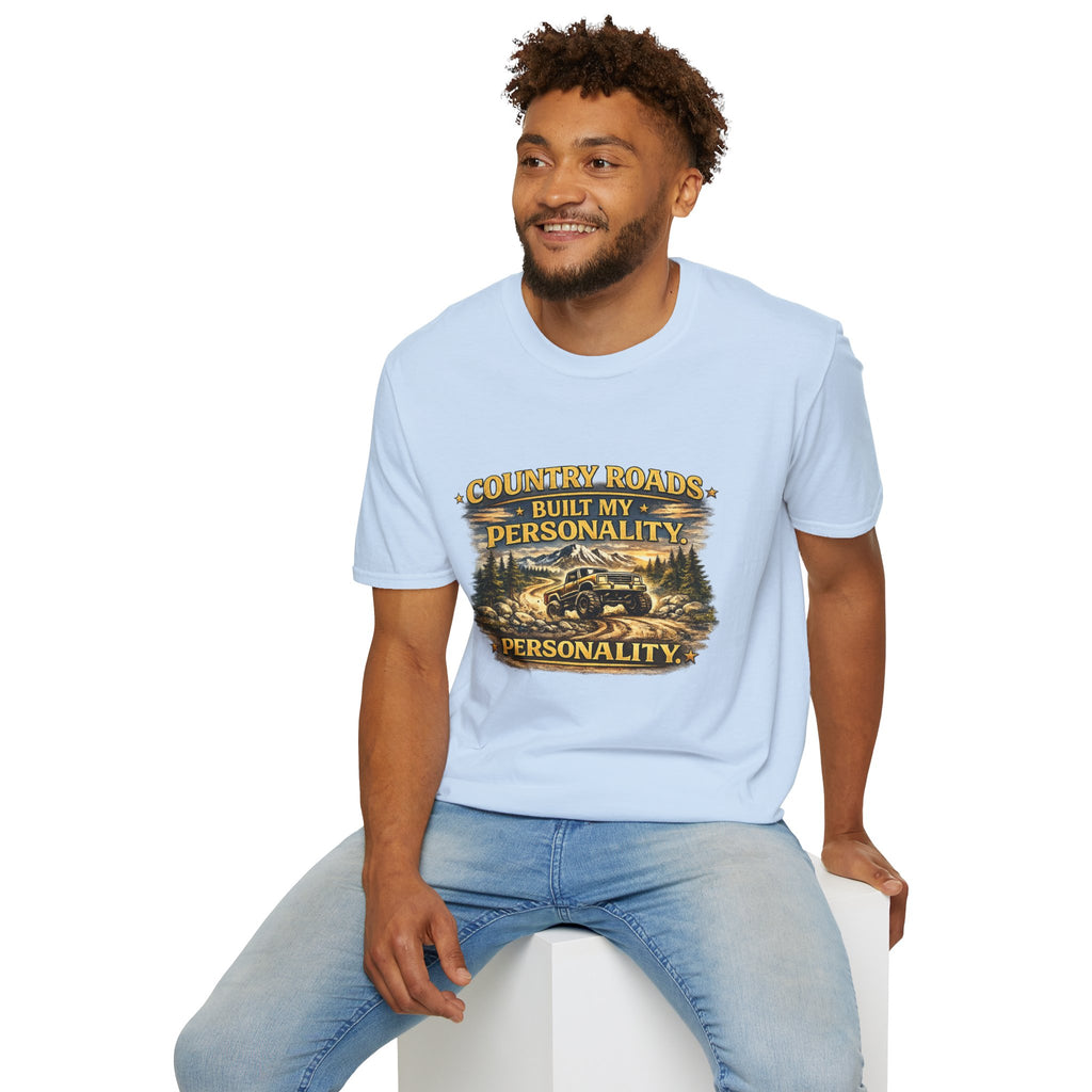 "Country Roads Built My Personality" Vintage Mountain Truck Tee — T-Shirt