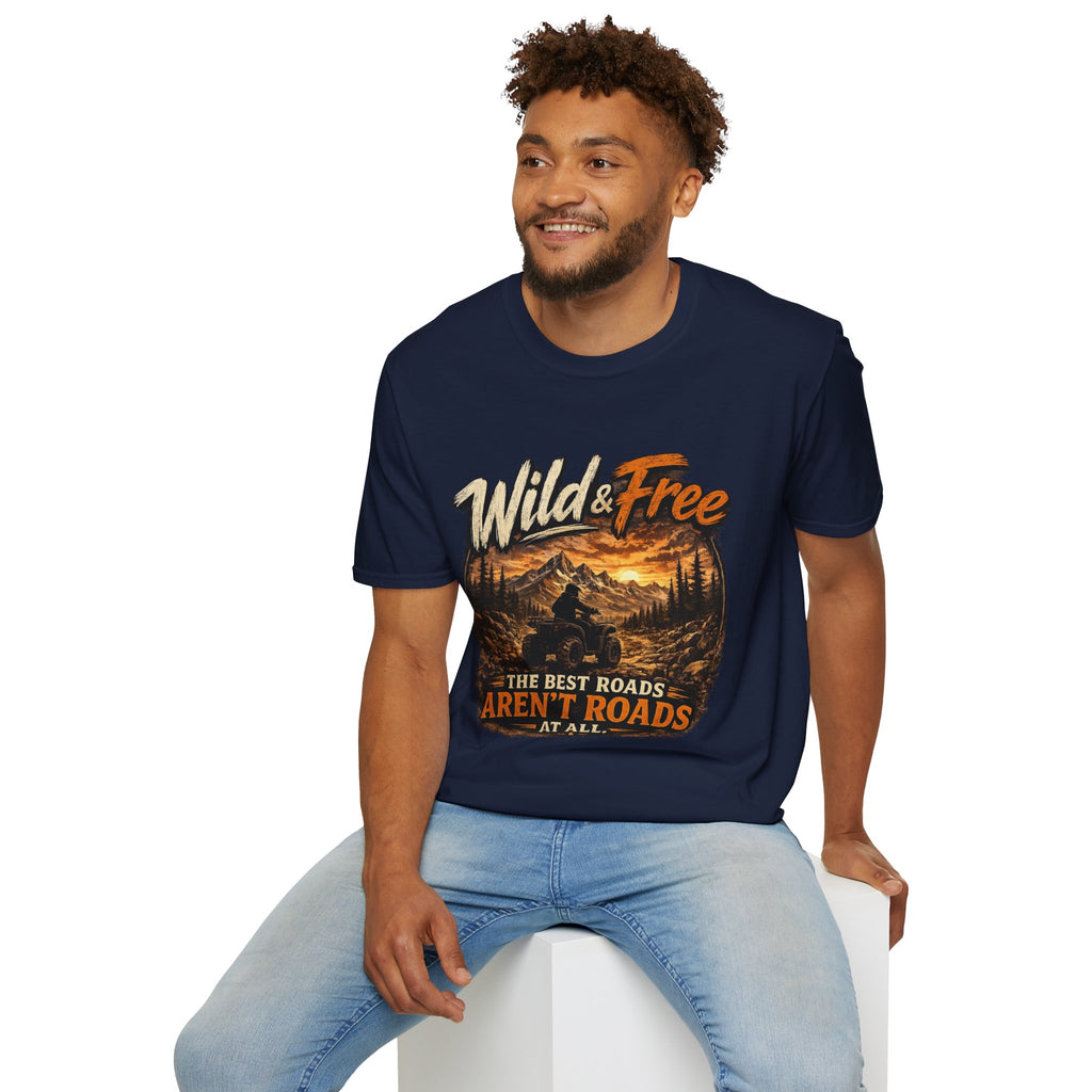 Wild & Free Mountain T-Shirt — 'The Best Roads Aren't Roads At All' Adventure Tee
