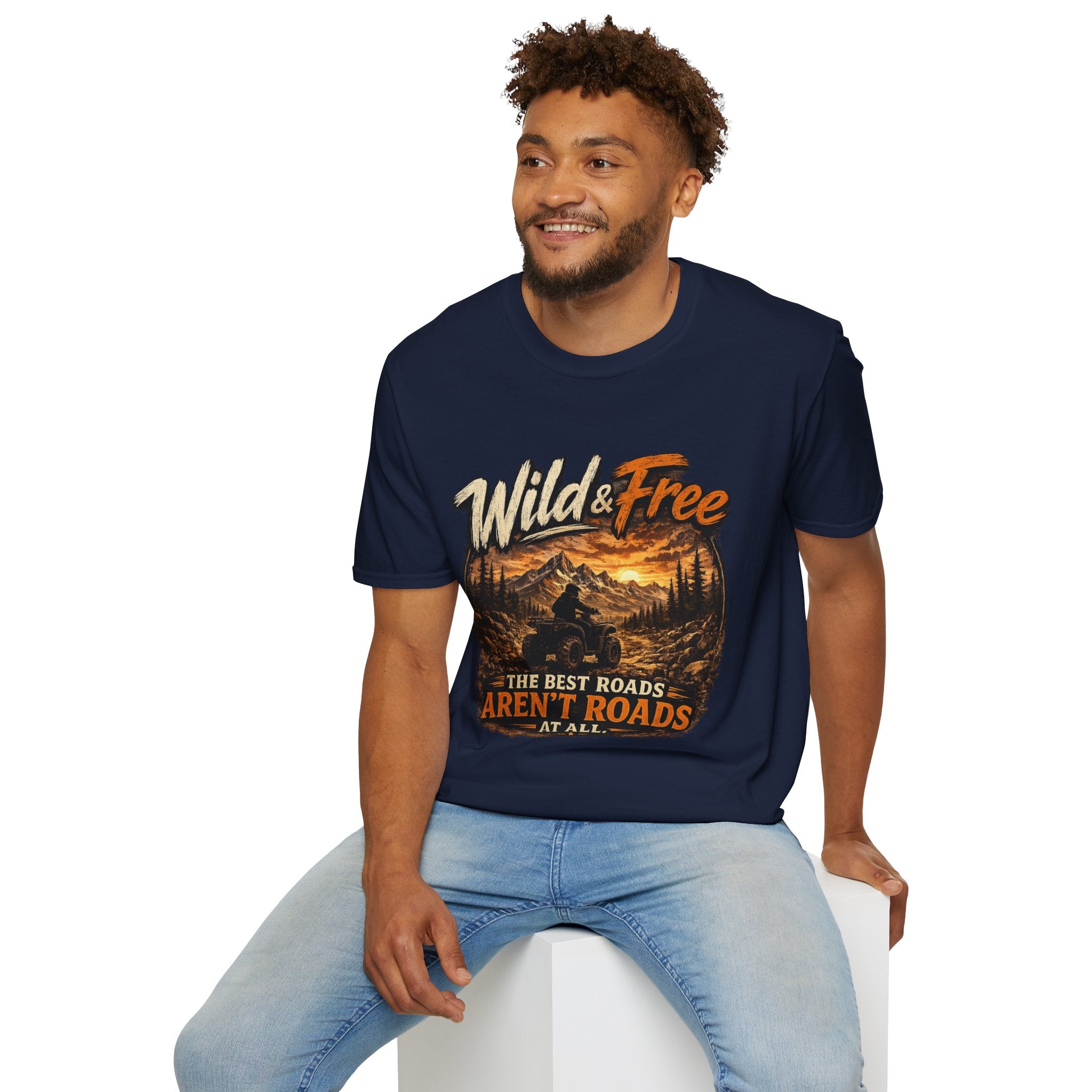 Wild & Free Mountain T-Shirt — 'The Best Roads Aren't Roads At All' Adventure Tee