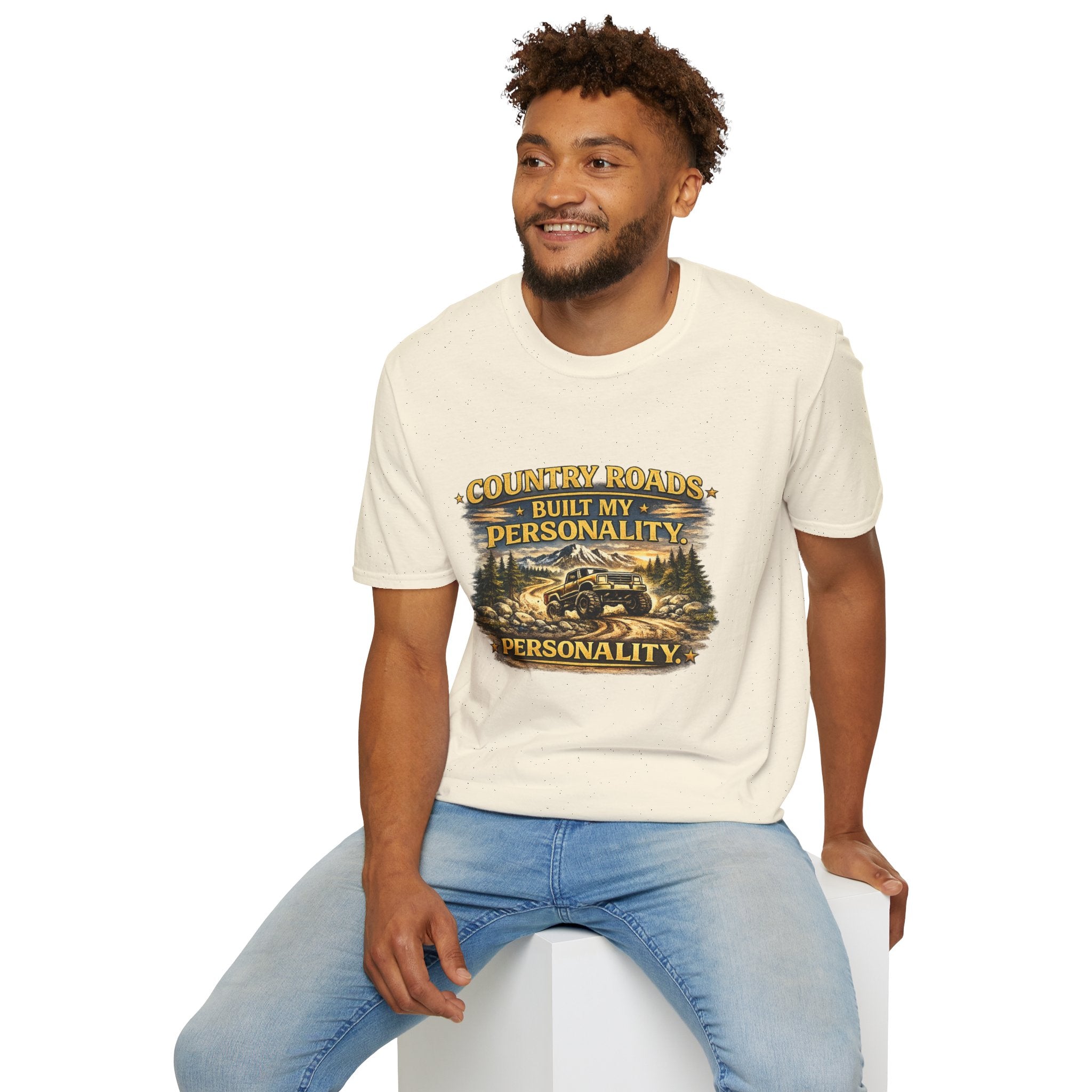 "Country Roads Built My Personality" Vintage Mountain Truck Tee — T-Shirt