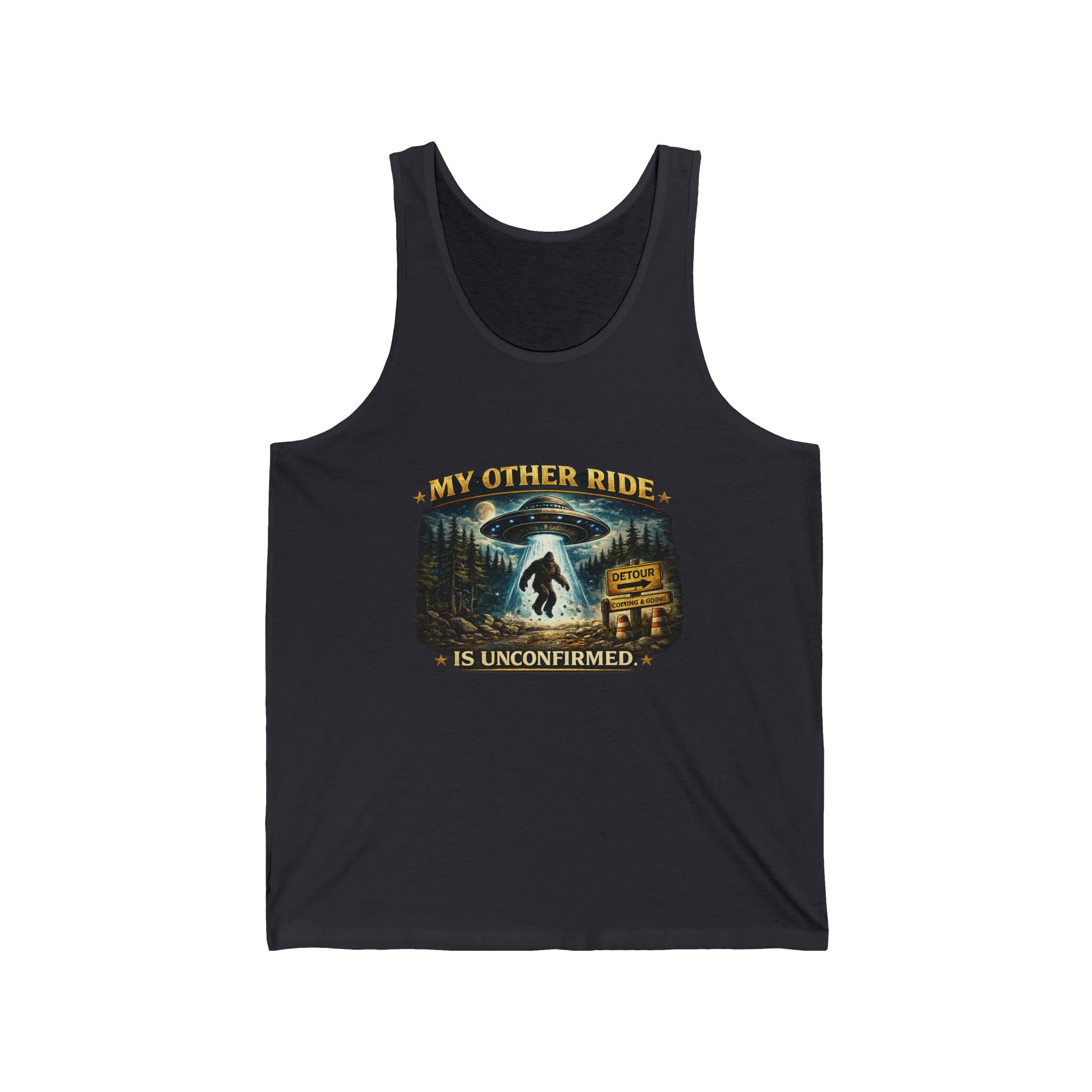"My Other Ride is Unconfirmed" Cryptid Graphic Tank - Bigfoot UFO Tank Top