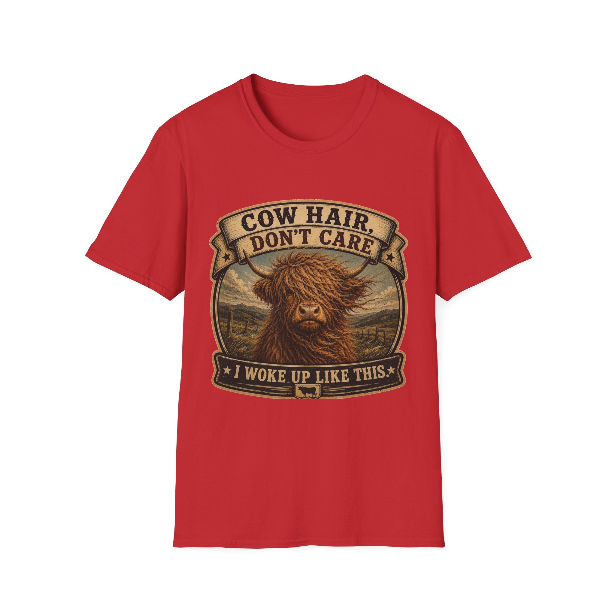 Cow Hair Don't Care Highland Cow - Unisex Softstyle T-Shirt