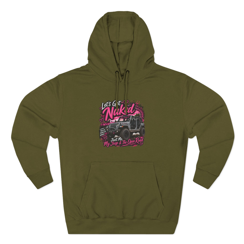 Jeep 'Let's Get Naked' Graphic Hoodie — (Pink) Off-Road Adventure Pullover