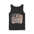 Liberty Runs Deep Tank Top — American Flag & Statue of Liberty Patriotic Shirt for 4th of July