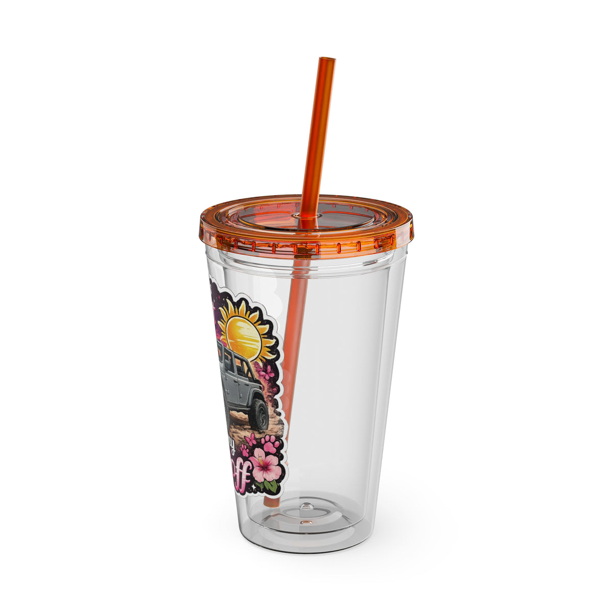 When It Gets Hot Out, I Take My Tops Off - Sunsplash Tumbler with Straw, 16oz