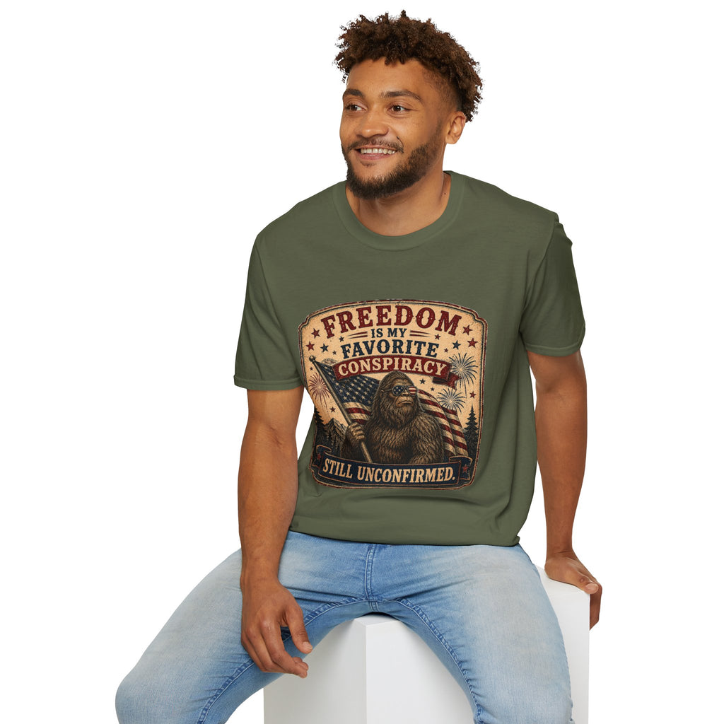 Freedom Is My Favorite Conspiracy T-Shirt — Vintage Flag & Skull Graphic