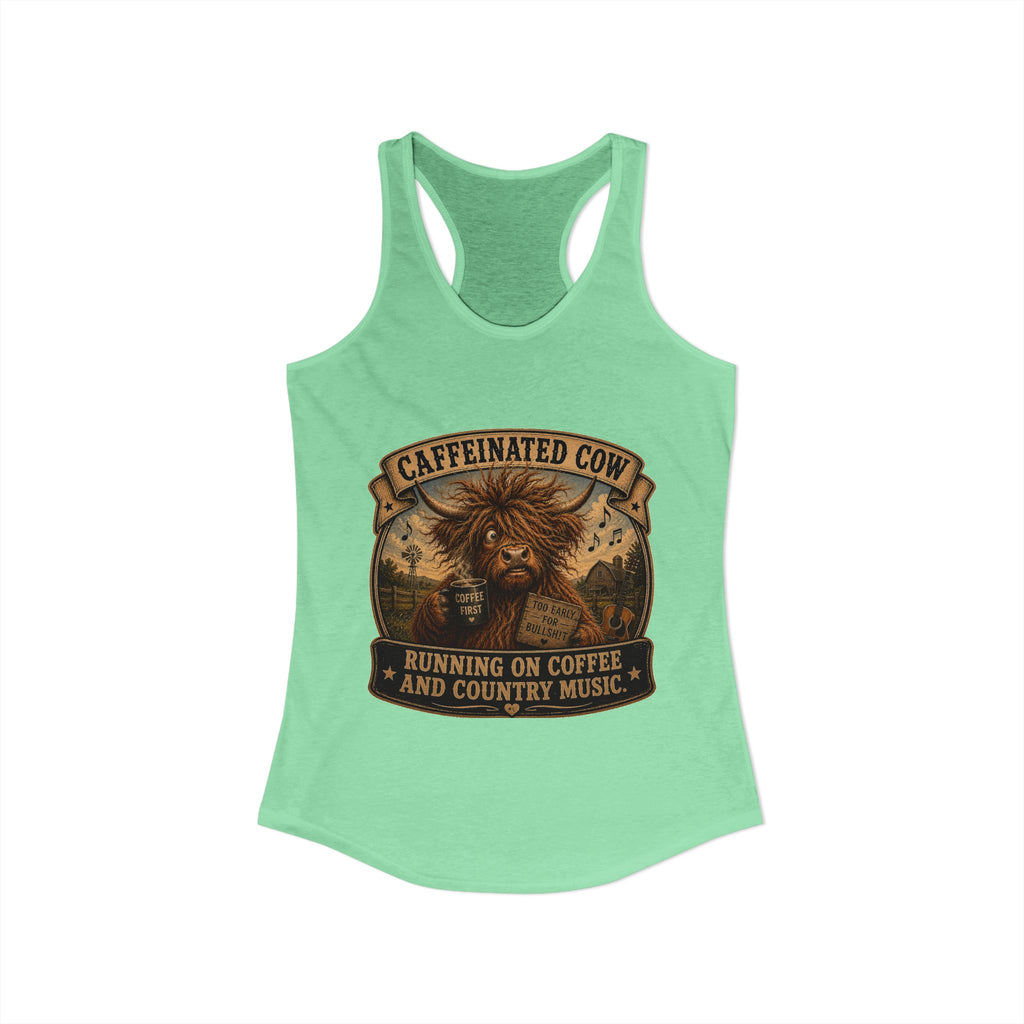 Caffeinated Cow Women's Ideal Racerback Tank