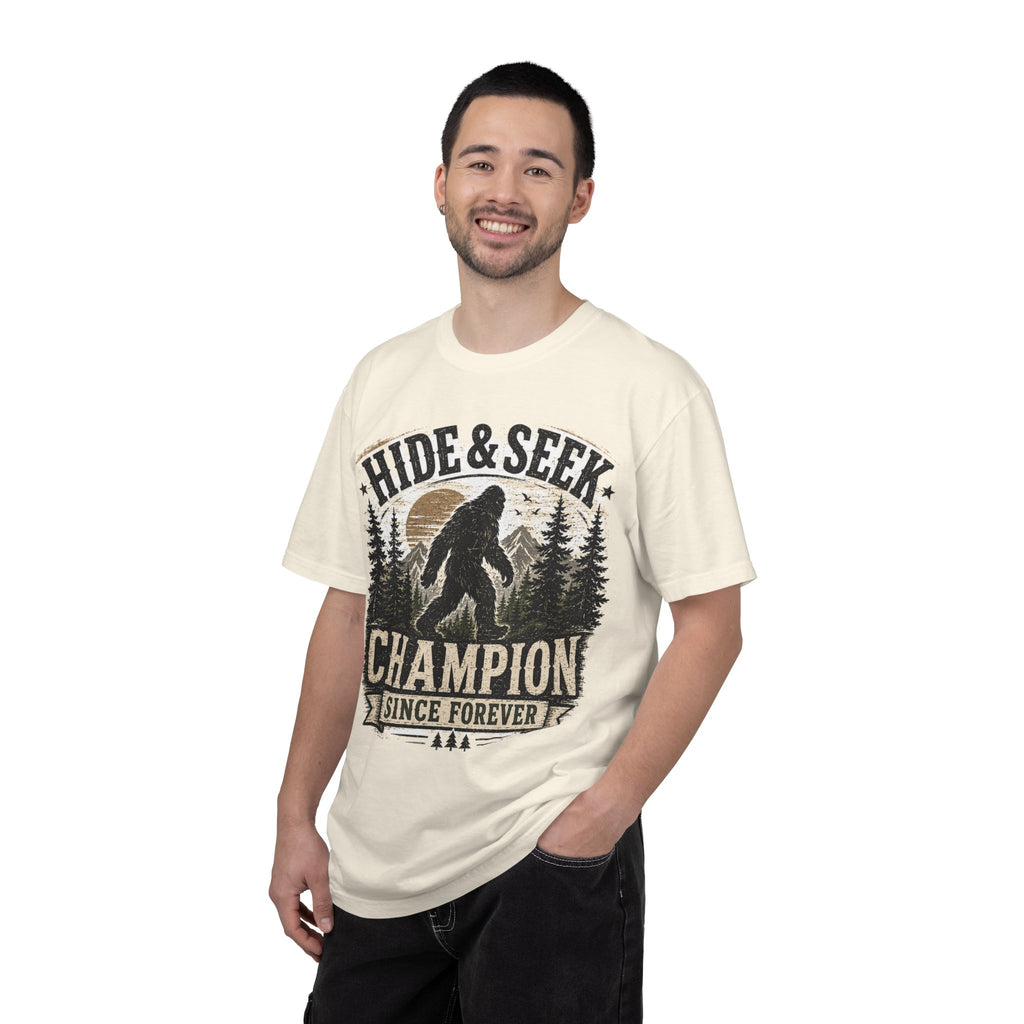 Hide & Seek Champion T-Shirt — Bigfoot Sasquatch Graphic Tee