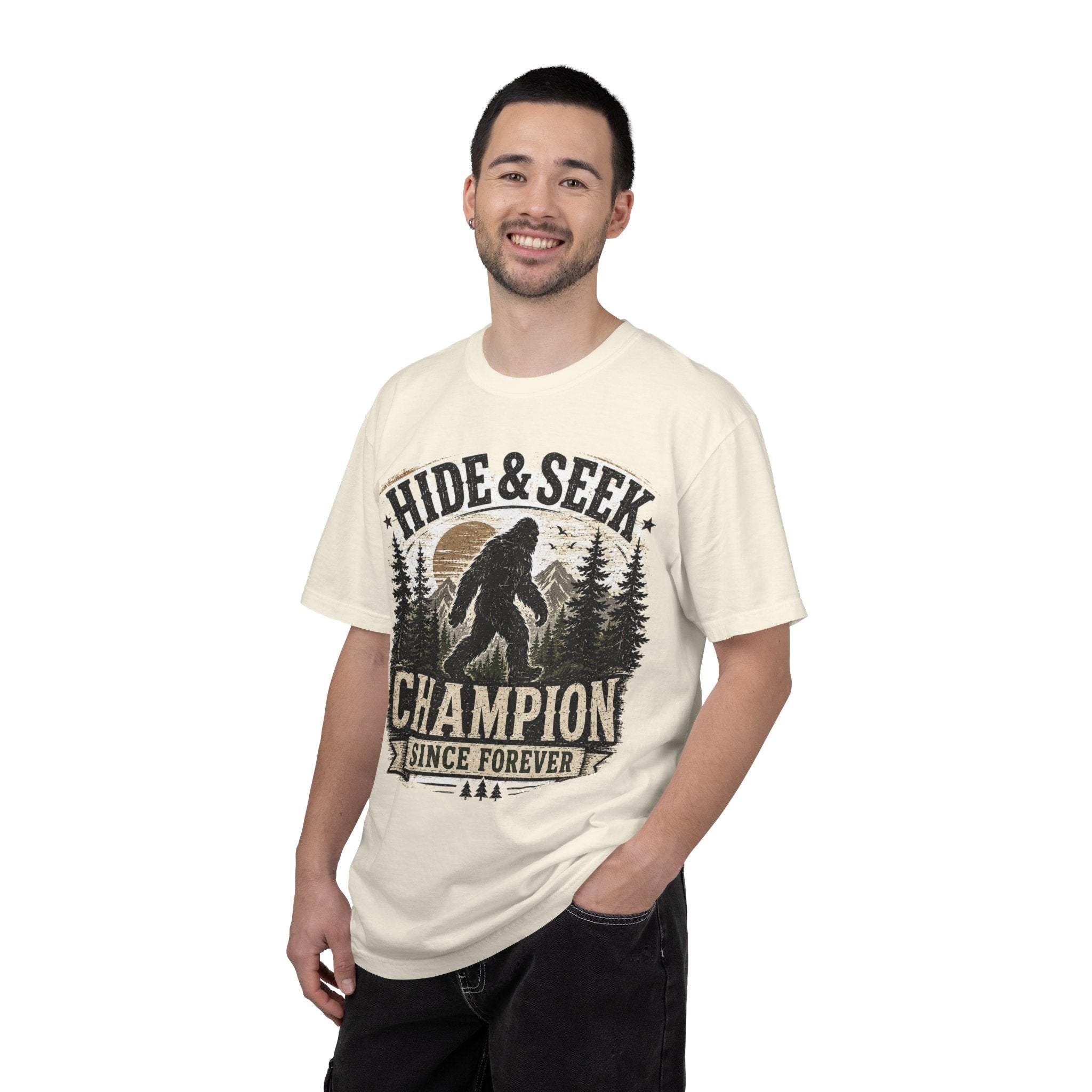 Hide & Seek Champion T-Shirt — Bigfoot Sasquatch Graphic Tee
