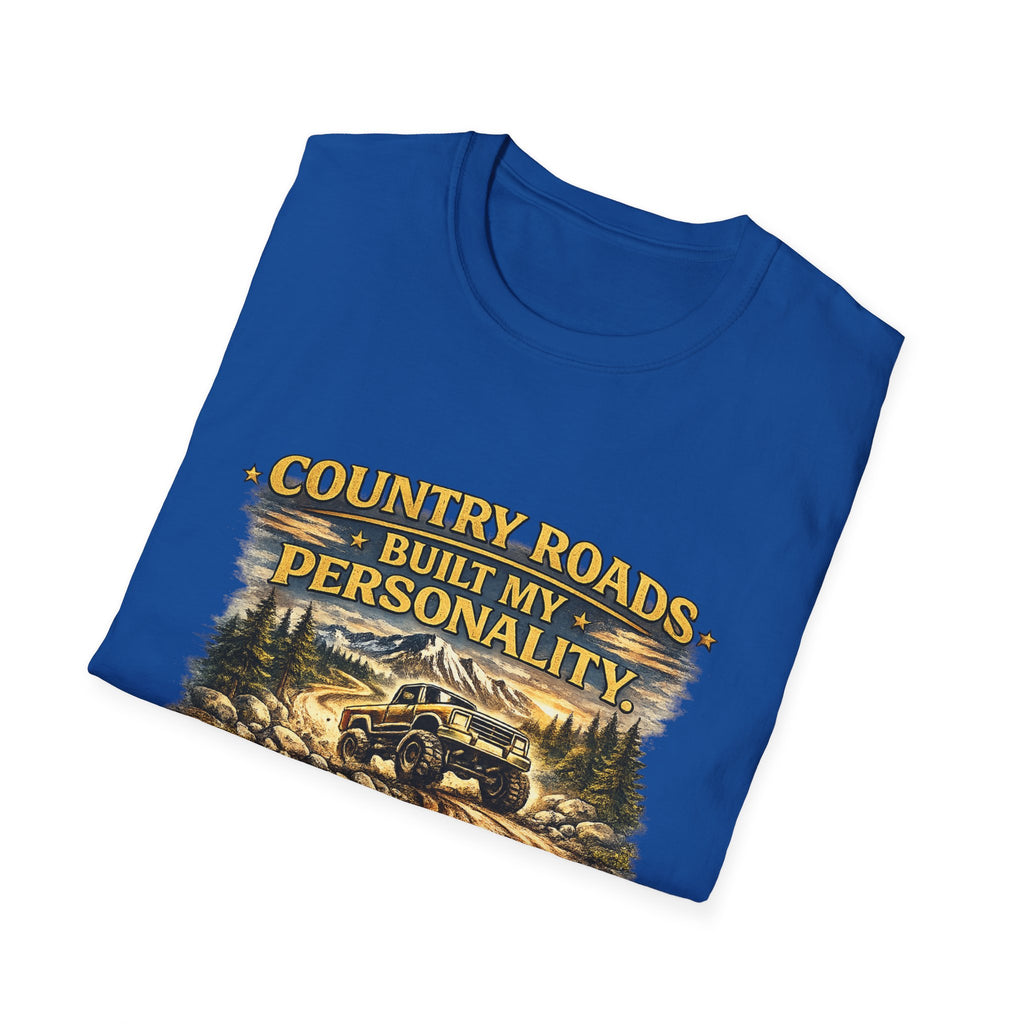 "Country Roads Built My Personality" Vintage Mountain Truck Tee — T-Shirt