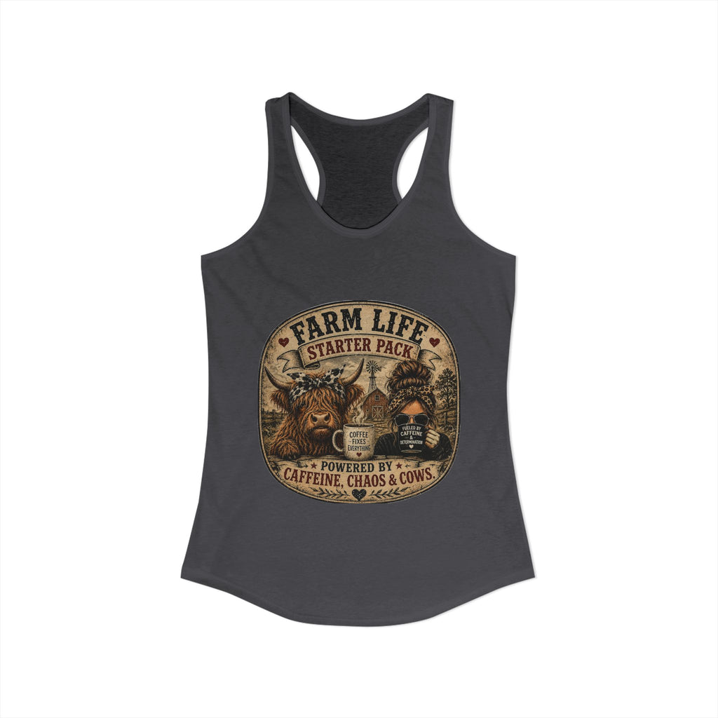 Farm Life Highland Cow Women's Ideal Racerback Tank