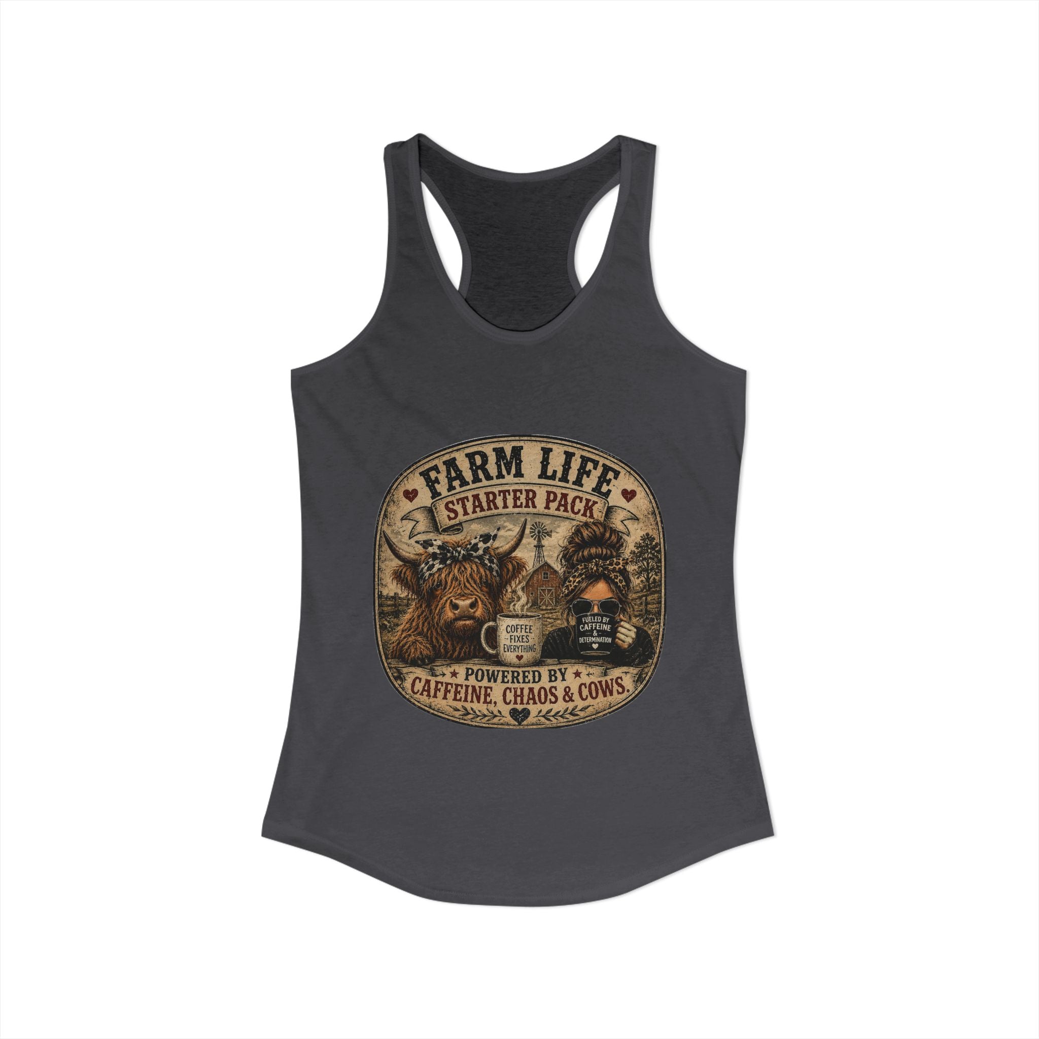 Farm Life Highland Cow Women's Ideal Racerback Tank