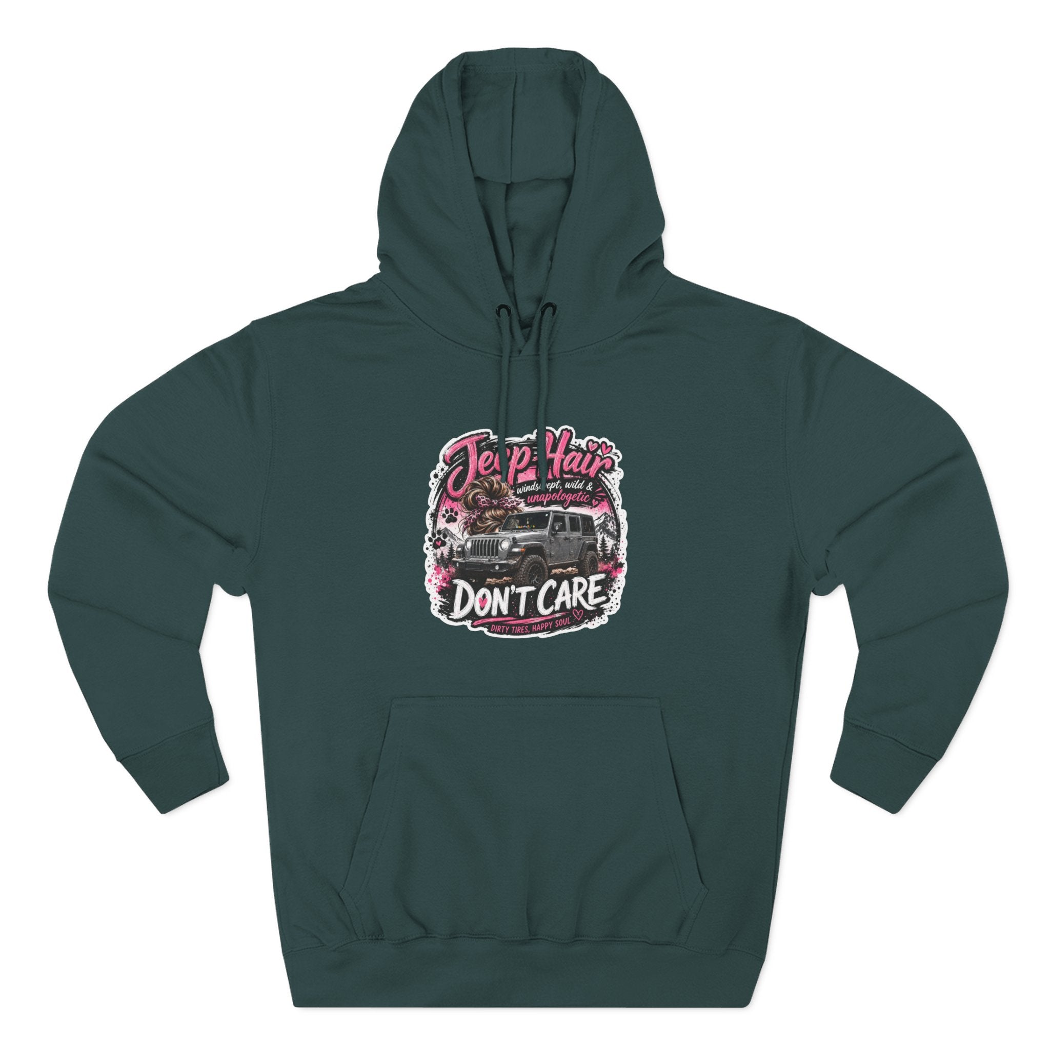 Jeep Hair Don't Care (Pink) Three-Panel Fleece Hoodie