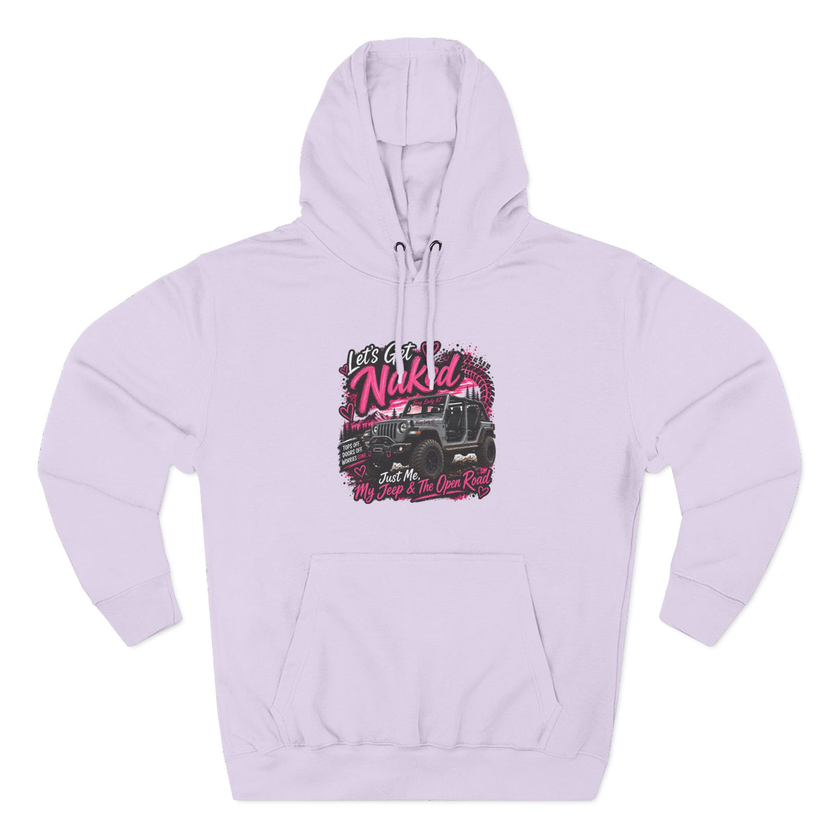 Jeep 'Let's Get Naked' Graphic Hoodie — (Pink) Off-Road Adventure Pullover