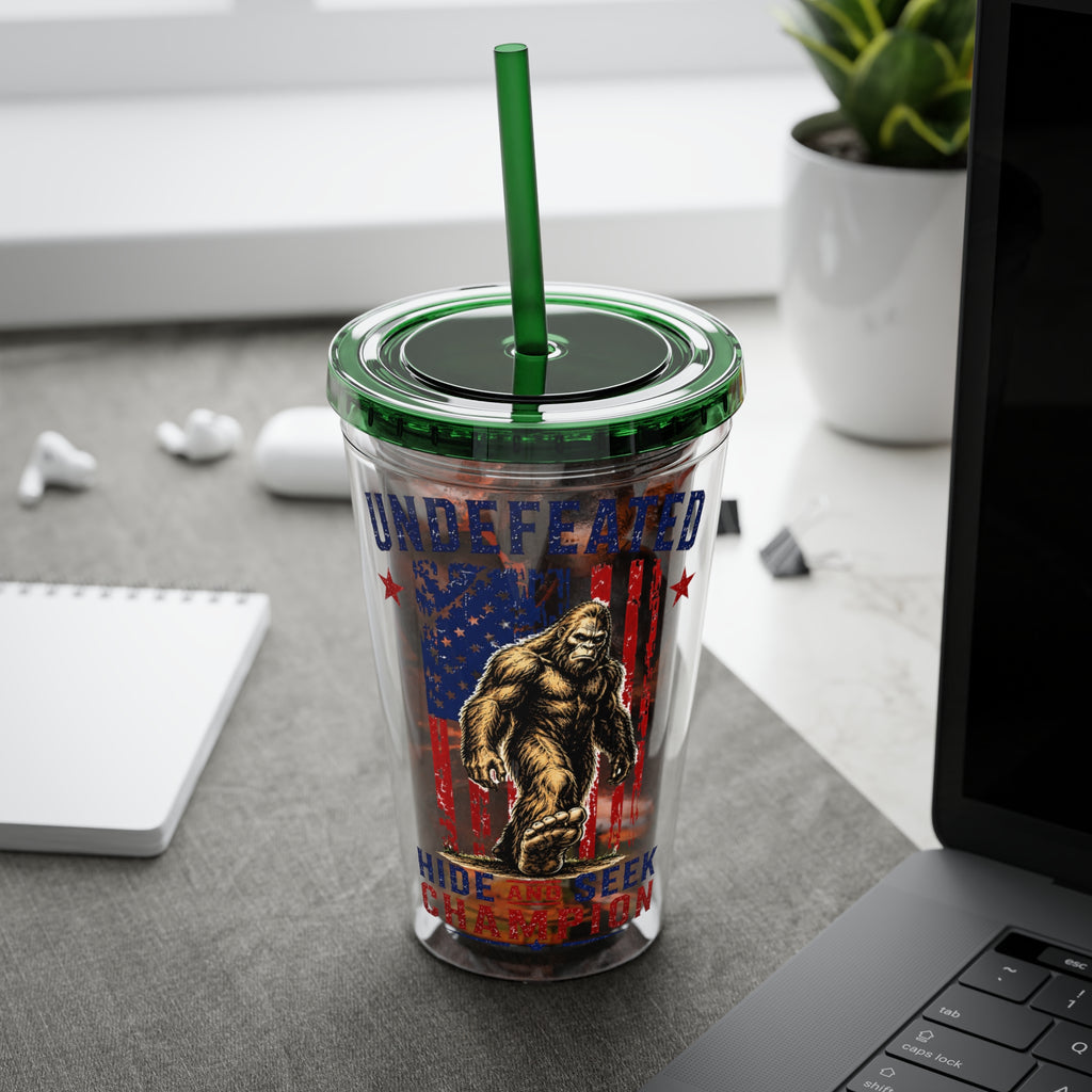 Undefeated Hide & Seek Champion 4th of July Sunsplash Tumbler with Straw, 16oz
