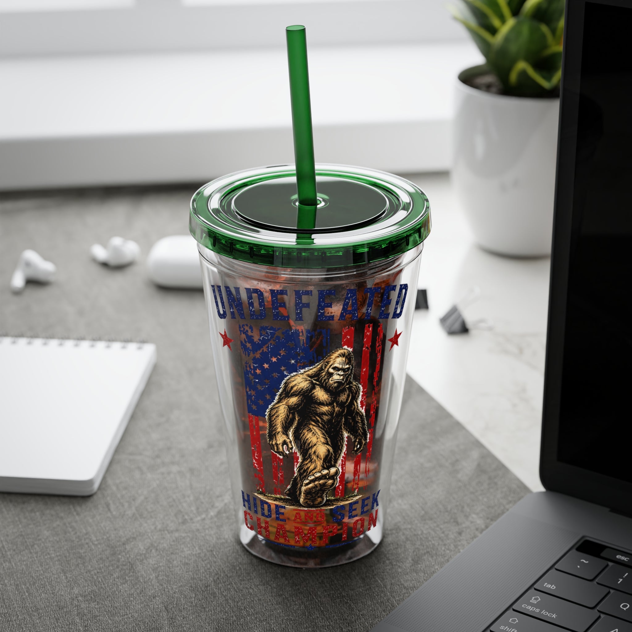 Undefeated Hide & Seek Champion 4th of July Sunsplash Tumbler with Straw, 16oz